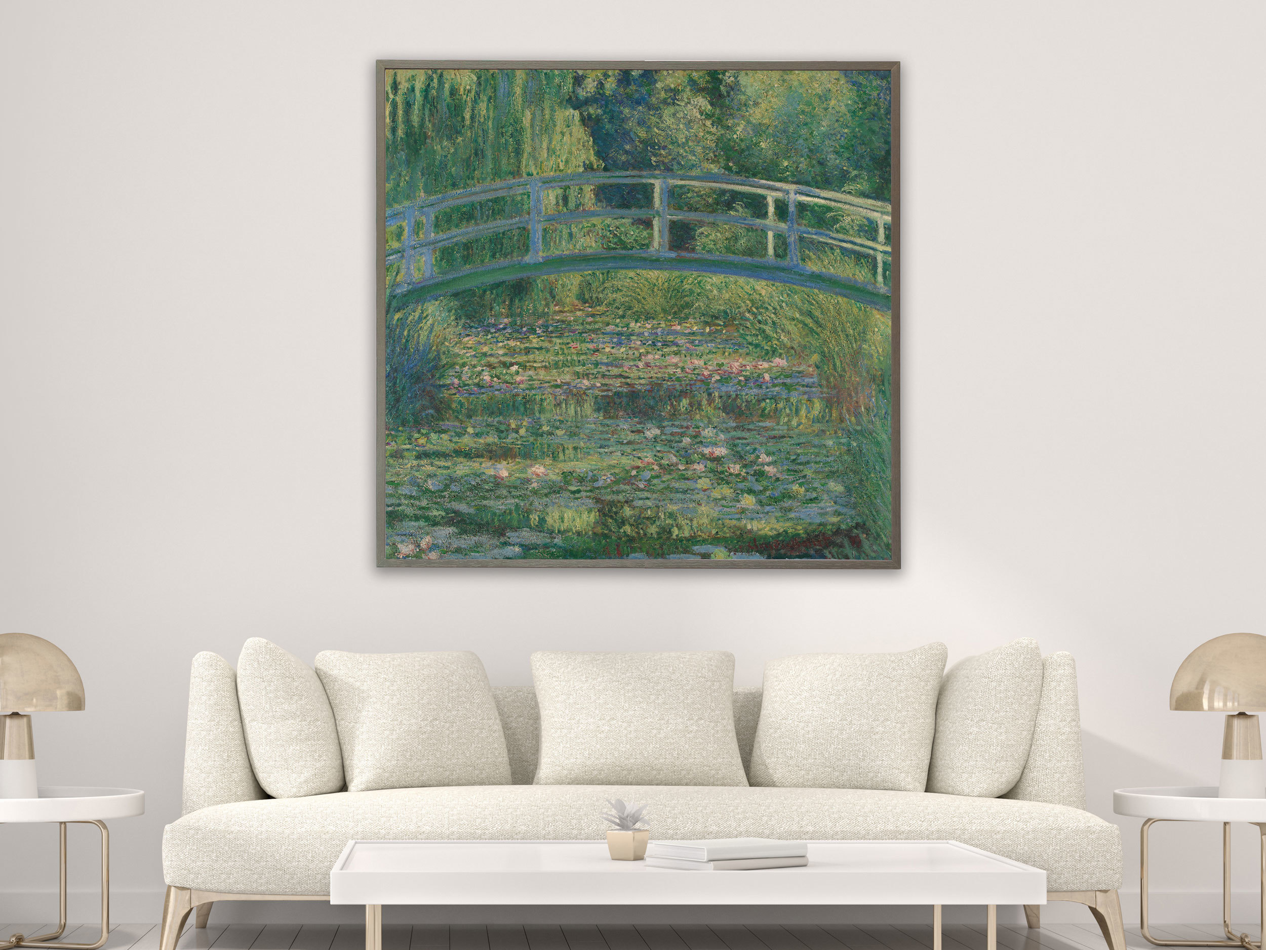 Claude Monet - Die japanische Brücke, 1899, Bilderrahmen grau