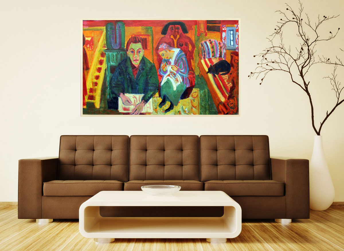 Ernst Ludwig Kirchner - Das Wohnzimmer, 1921, Bilderrahmen Ahorn Ernst Ludwig Kirchner - Das Wohnzimmer, 1921, Bilderrahmen Ahorn
