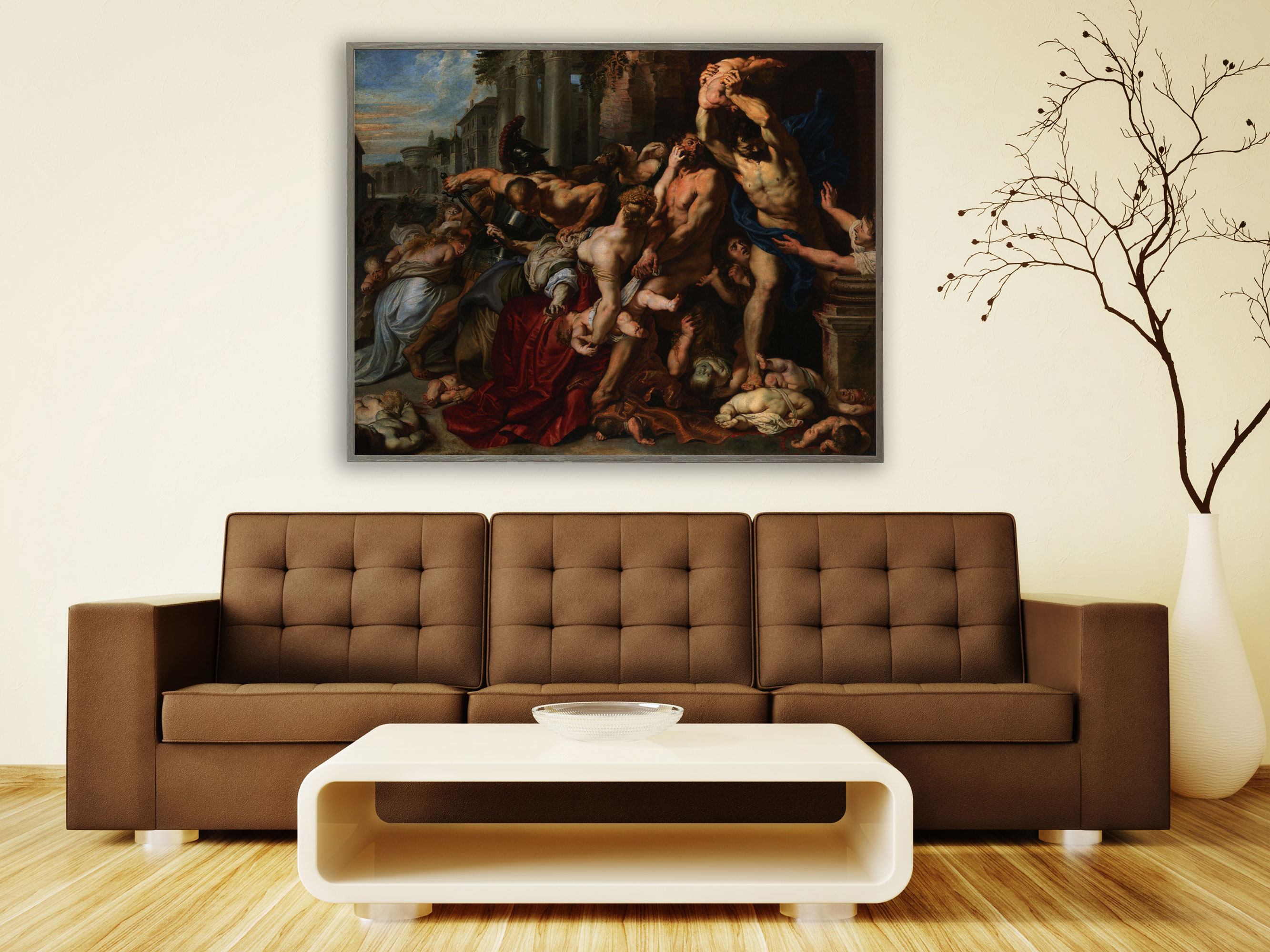 Peter Paul Rubens - Der bethlehemitische Kindermord, Bilderrahmen grau
