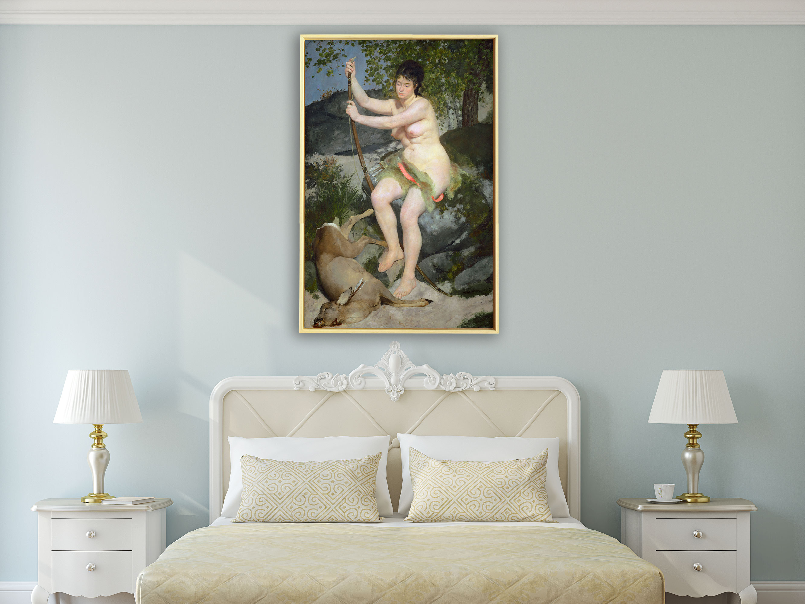 Auguste Renoir - Nackte Frau und totes Reh, Schattenfugenrahmen Natur