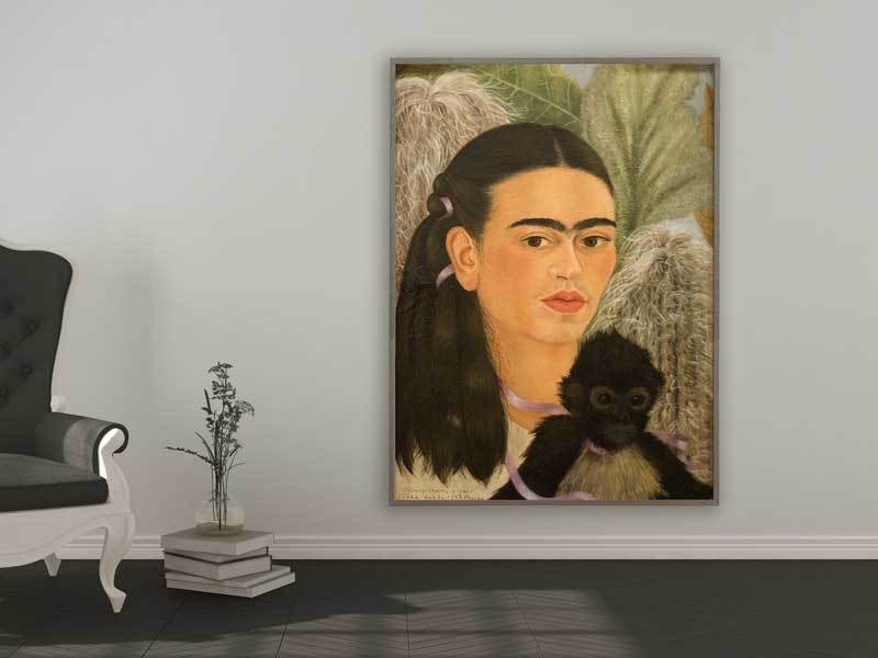 Frida Kahlo - Fulang-Chang and I, 1937, Bilderrahmen grau 