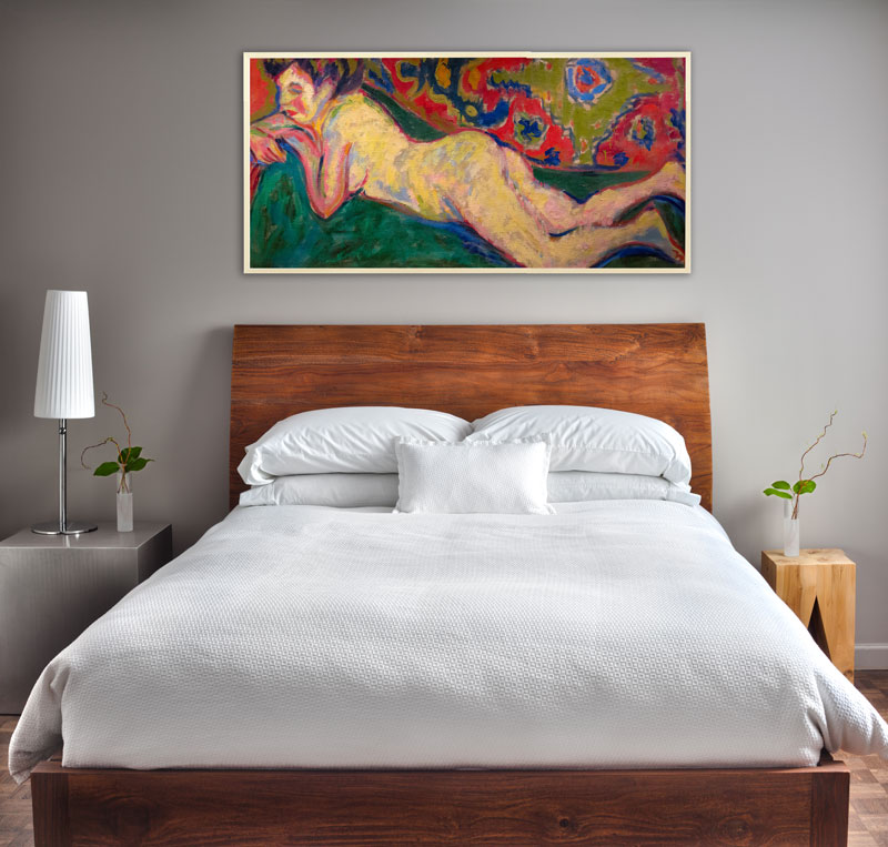 Ernst Ludwig Kirchner - Reclining Nude, 1909, Bilderrahmen Ahorn Ernst Ludwig Kirchner - Reclining Nude, 1909, Bilderrahmen Ahorn