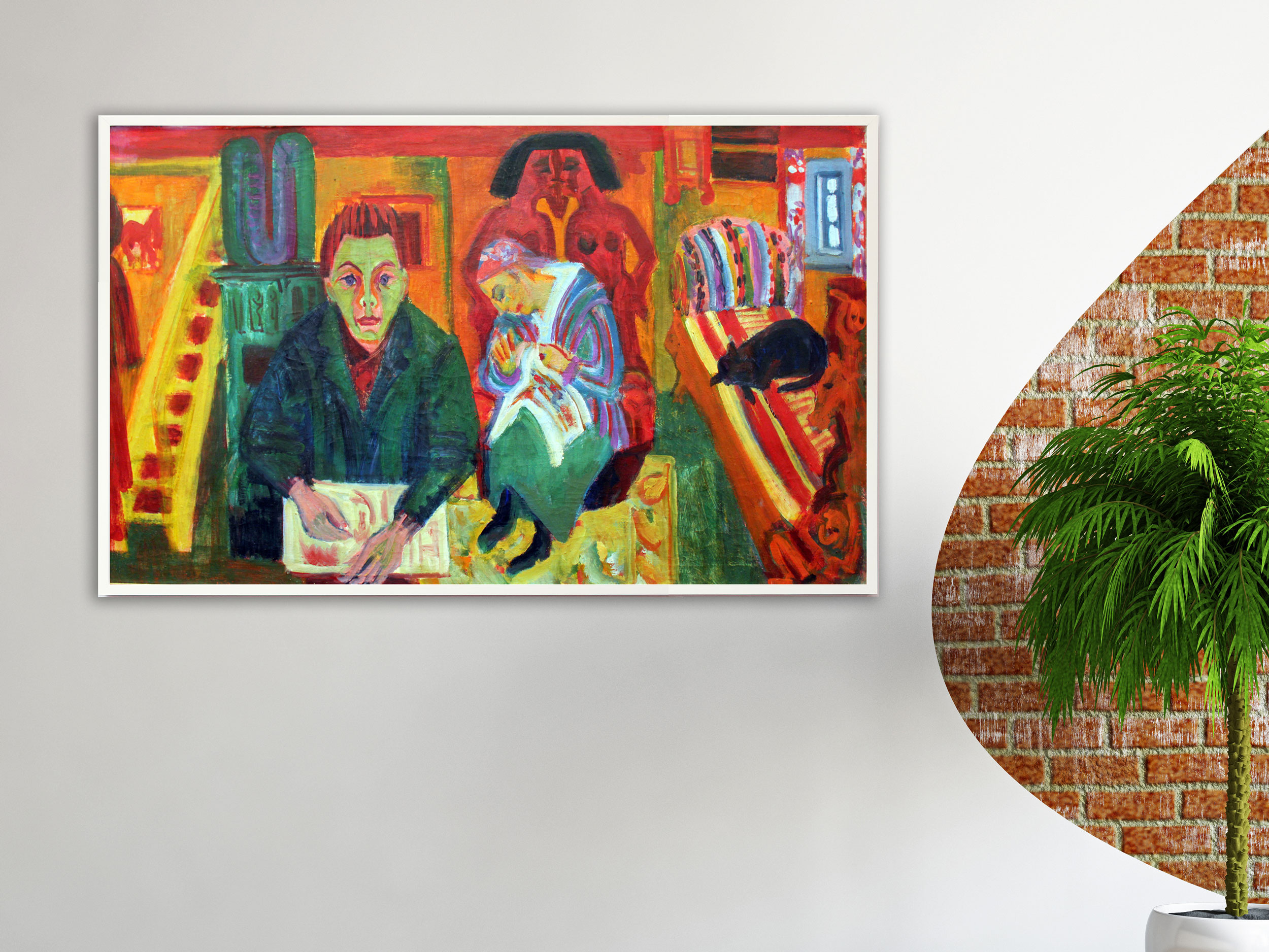 Ernst Ludwig Kirchner - Das Wohnzimmer, 1921, Bilderrahmen weiß Ernst Ludwig Kirchner - Das Wohnzimmer, 1921, Bilderrahmen weiß