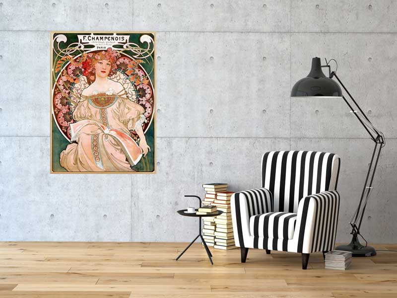 Alfons Mucha - F. Champenois Imprimeur-Éditeur, 1897, Bilderrahmen eiche Alfons Mucha - F. Champenois Imprimeur-Éditeur, 1897, Bilderrahmen eiche