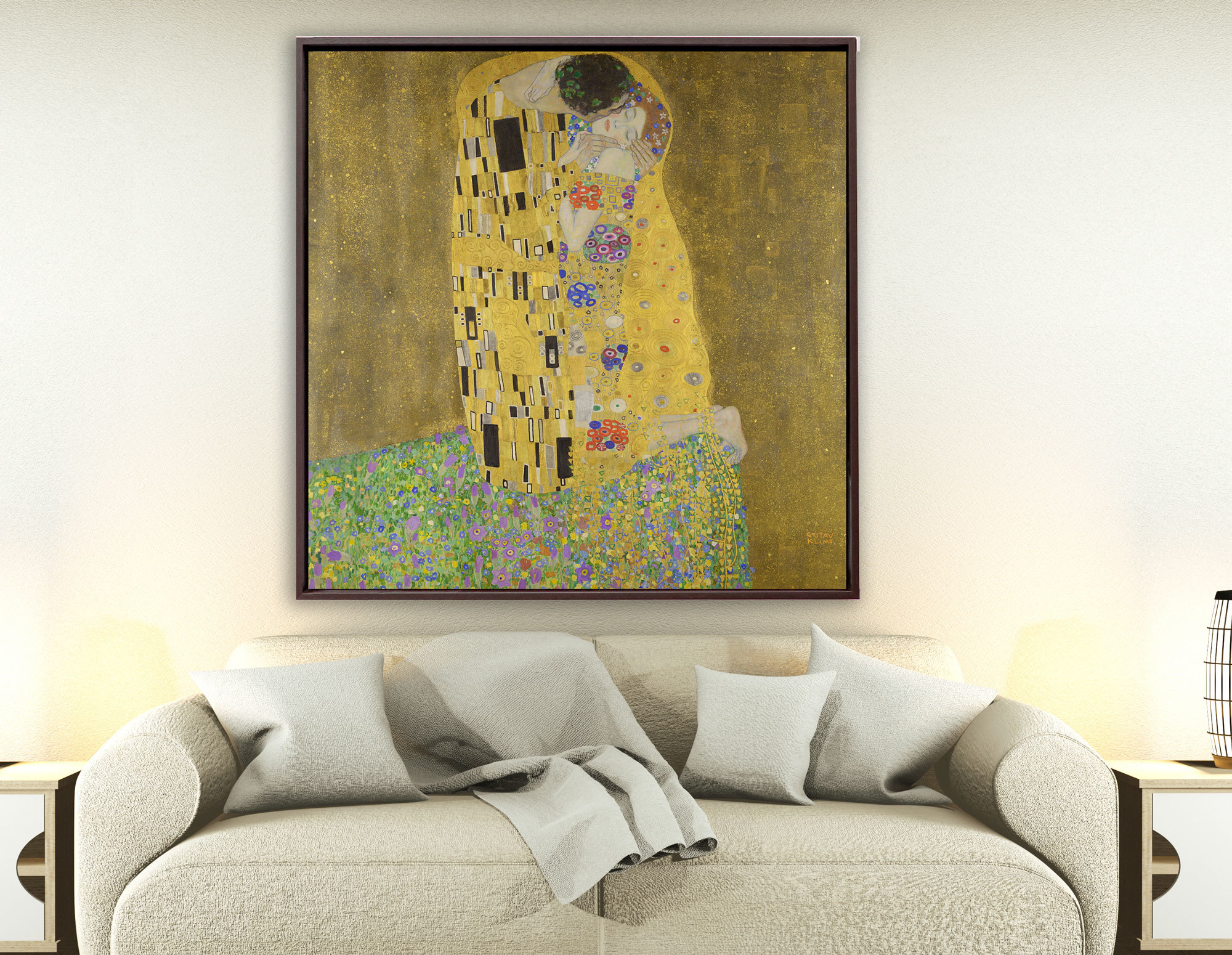 Gustav Klimt - Der Kuss, 1907–1908, Rahmen Schattenfuge braun Gustav Klimt - Der Kuss, 1907–1908, Rahmen Schattenfuge braun