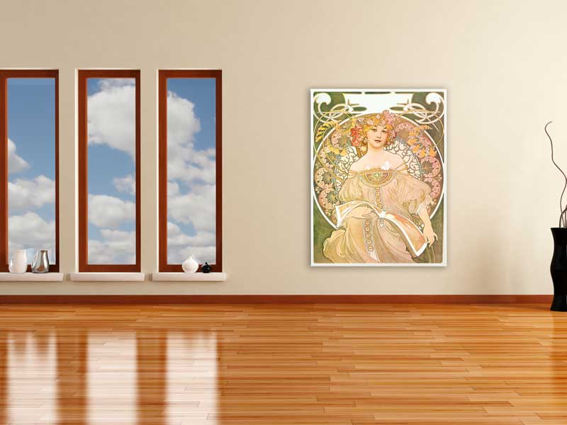Alfons Mucha - Reverie or Daydream, 1898, Bilderrahmen weiß Alfons Mucha - Reverie or Daydream, 1898, Bilderrahmen weiß