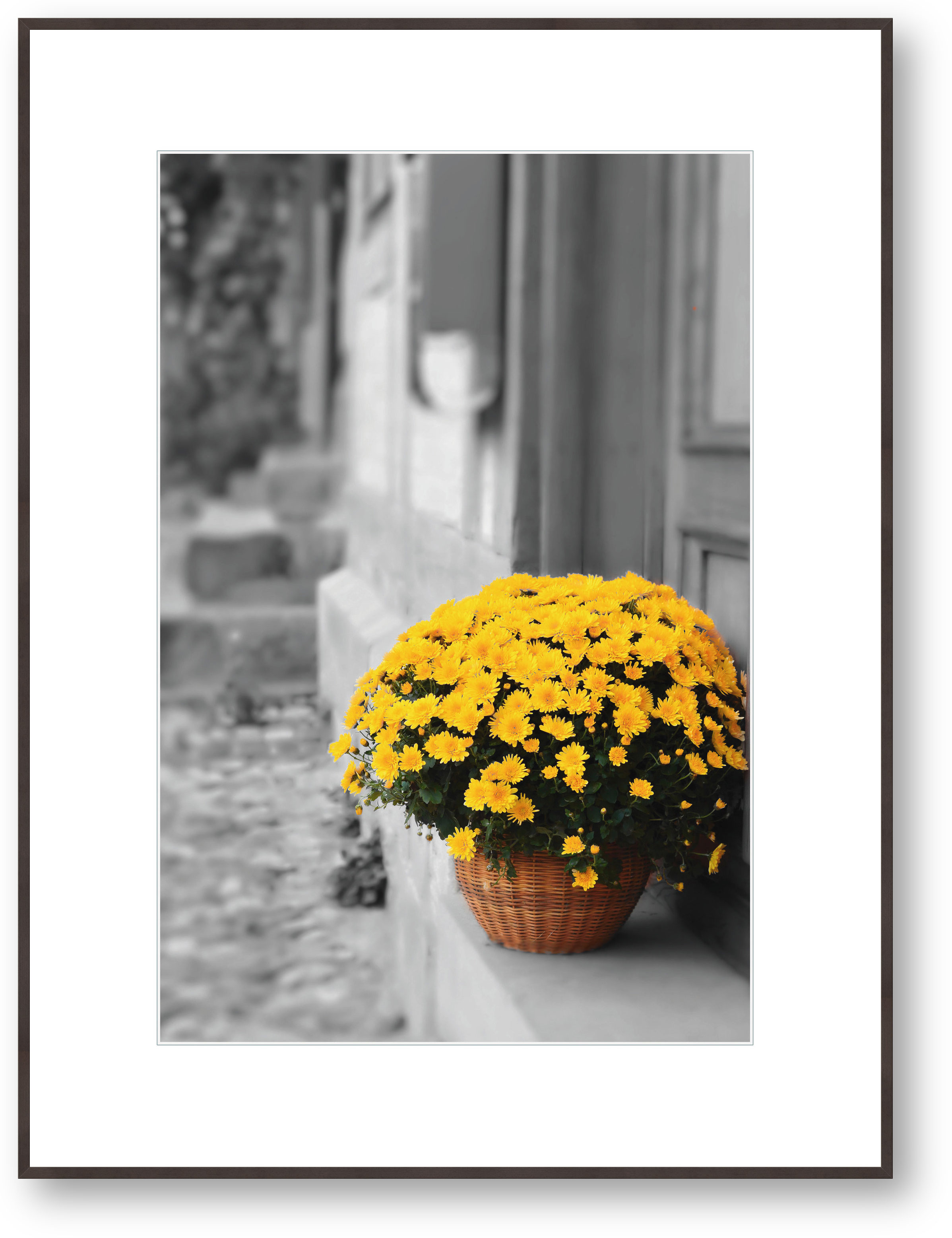Gelbe Blumen im Korb Gelbe Blumen im Korb