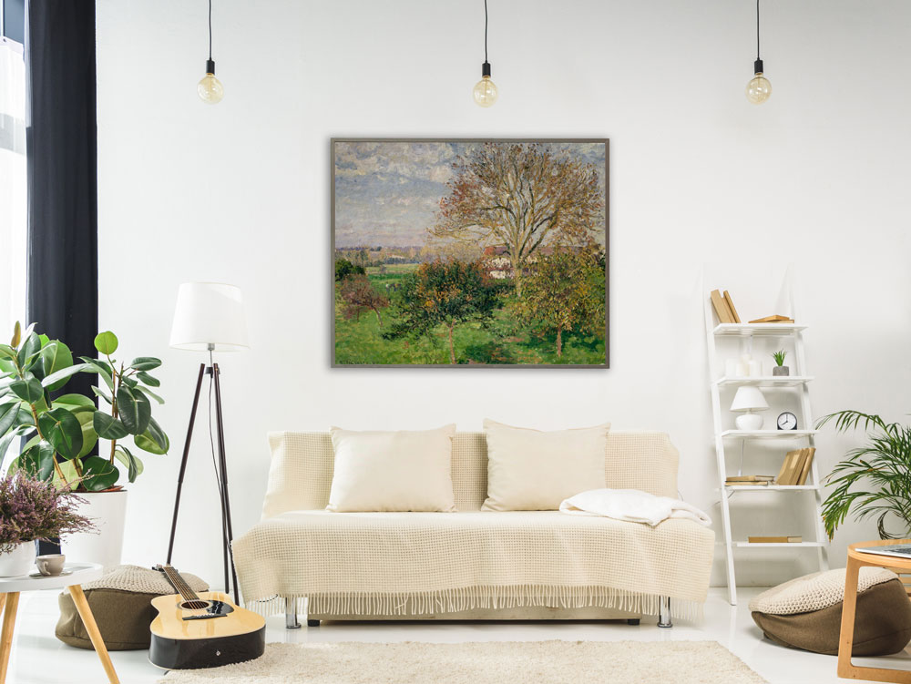 Camille Pissarro - Landschaft Eragny in Frankreich , inkl. Bilderrahmen grau