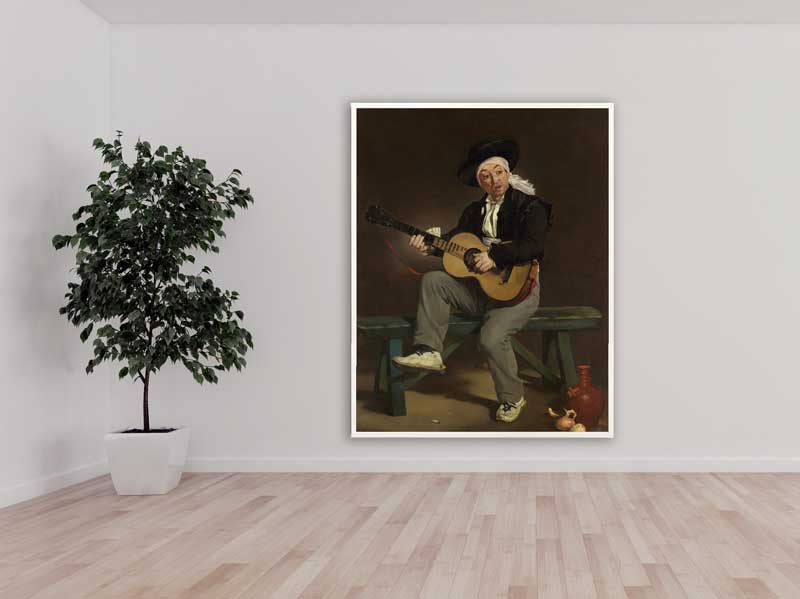 Edouard Manet - Der Spanische Sänger, 1860, Bilderrahmen weiß
