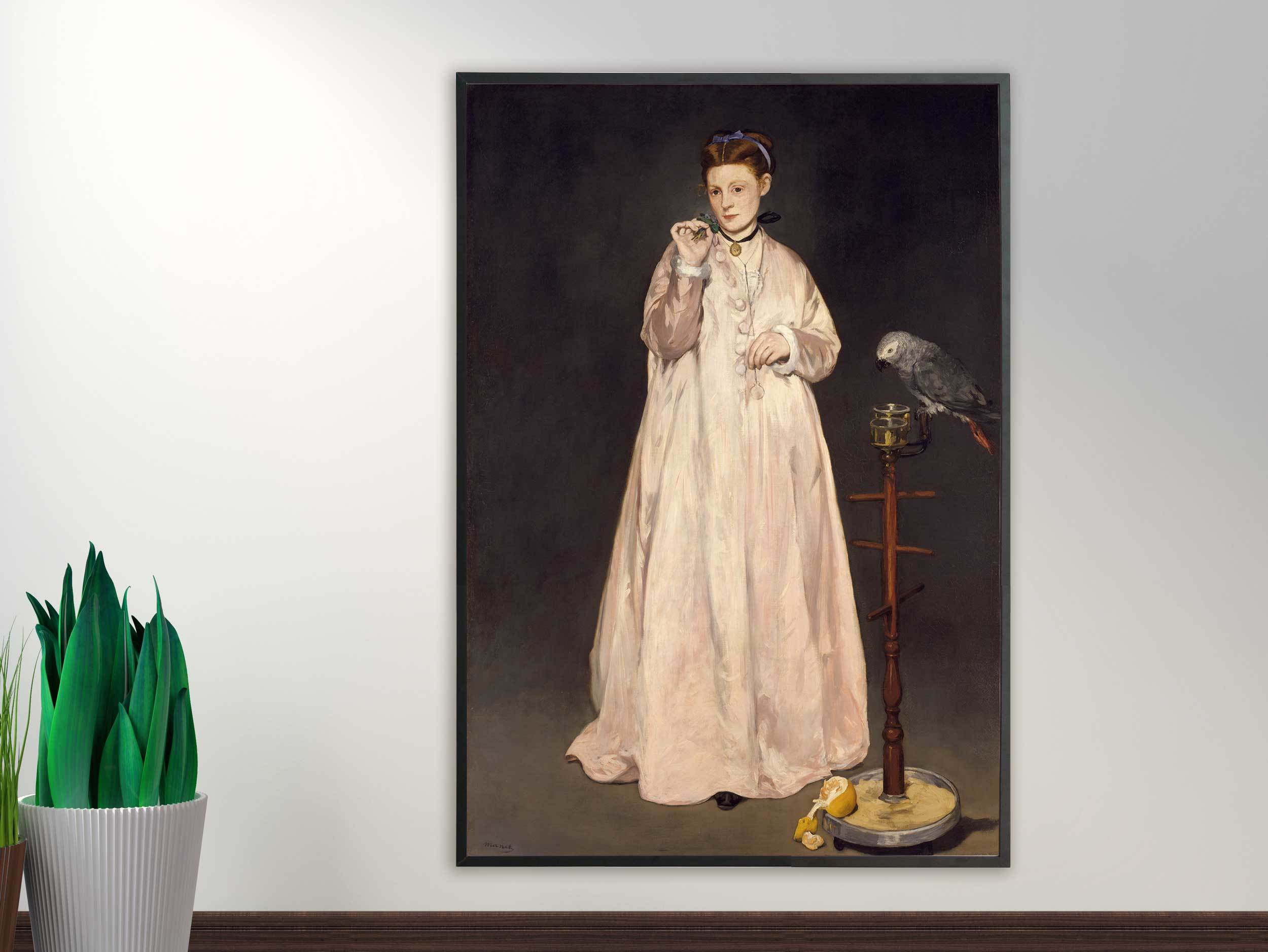 Edouard Manet - Young Lady in 1866, 1866, Bilderrahmen schwarz