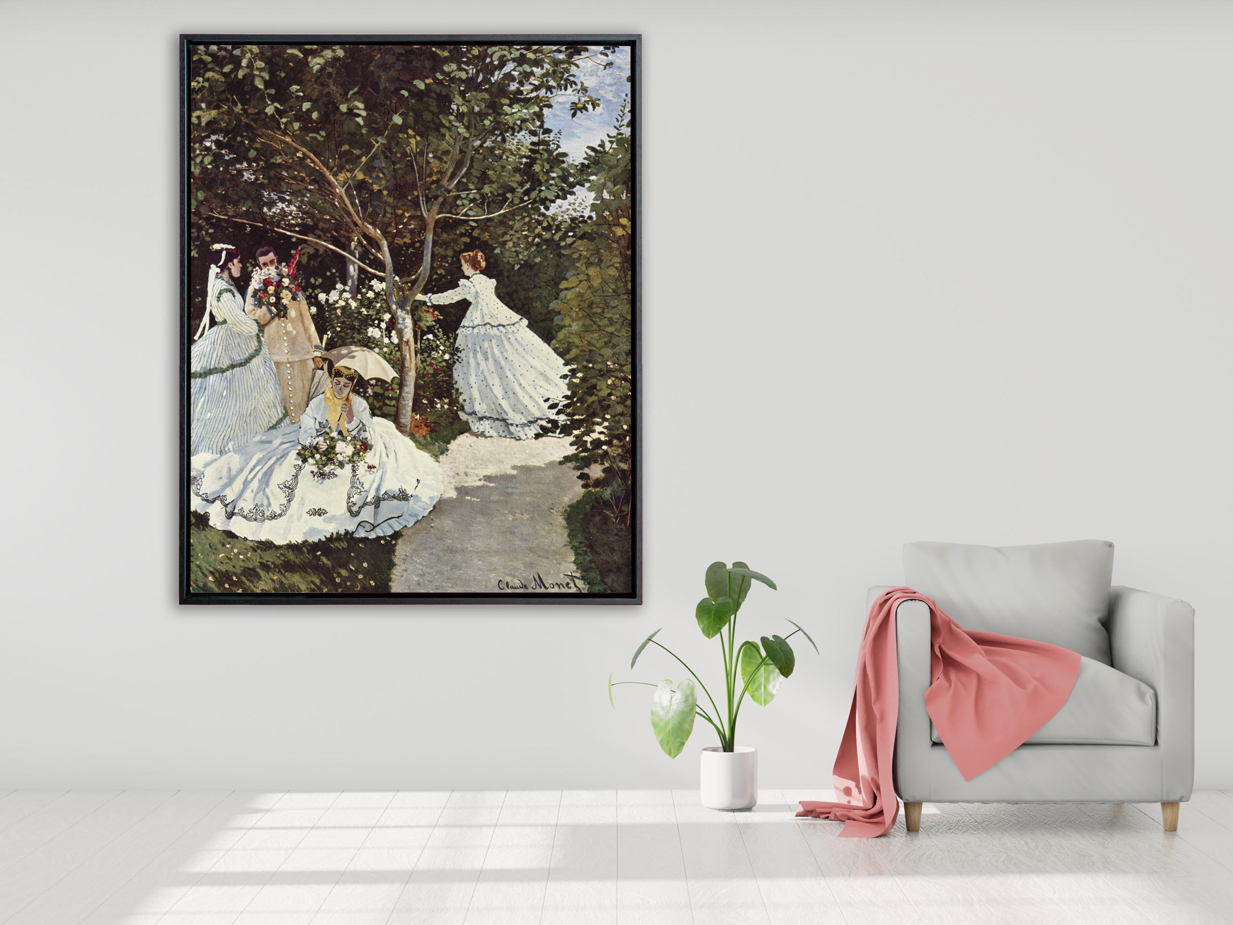 Claude Monet - Frauen im Garten, 1866, Schattenfugenrahmen schwarz Claude Monet - Frauen im Garten, 1866, Schattenfugenrahmen schwarz