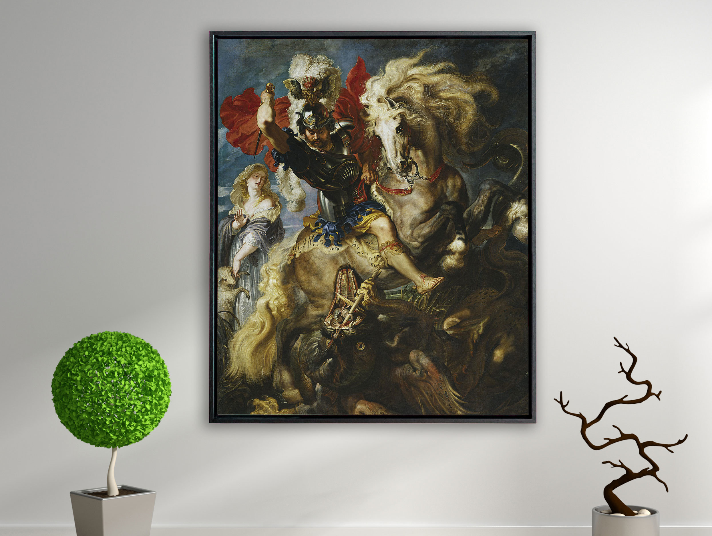 Peter Paul Rubens - Der heilige Georg und der Drachen, Schattenfugenrahmen schwarz