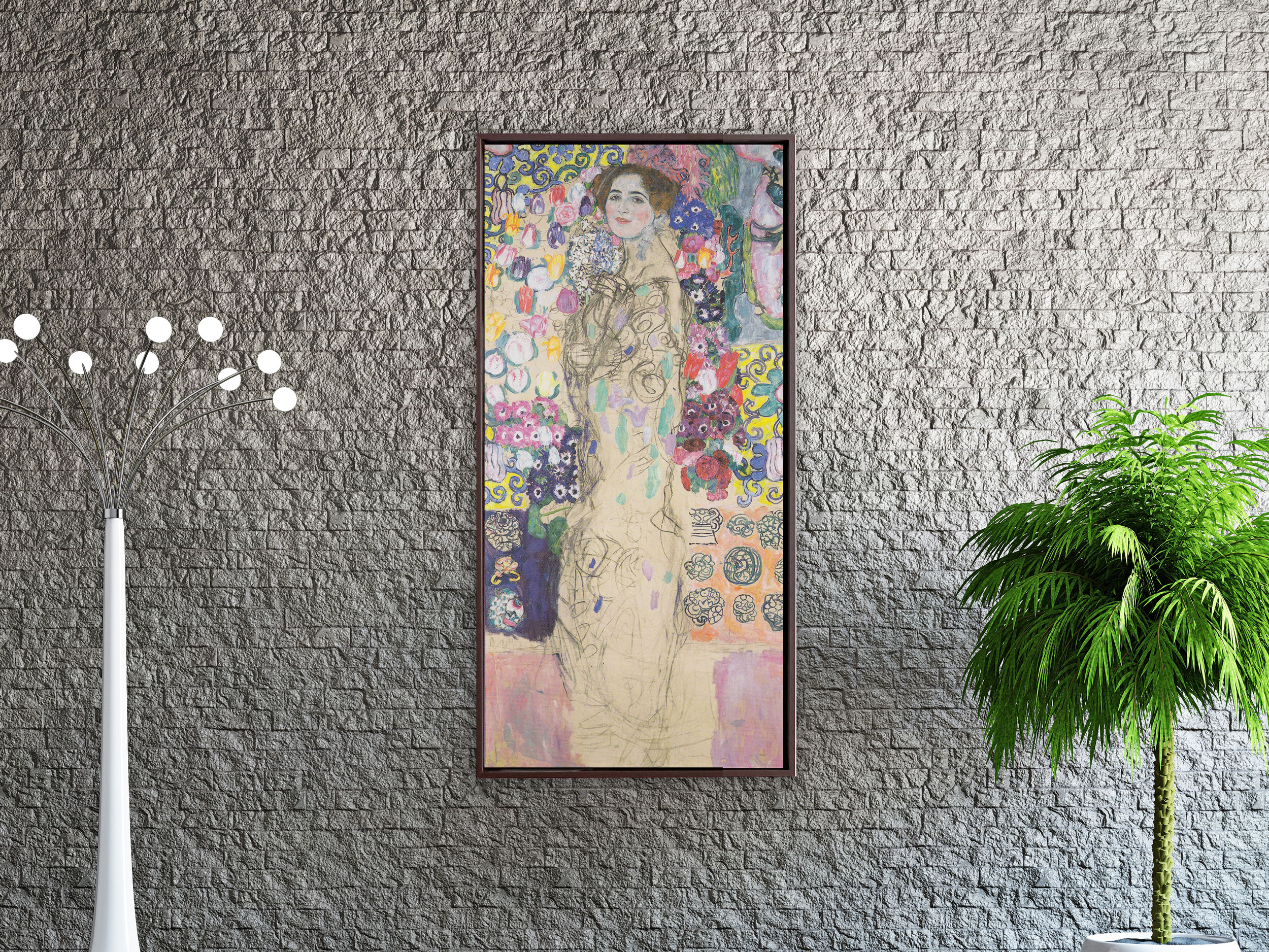 Gustav Klimt - Bildnis Ria Munk, 1917-1918, Rahmen Schattenfuge braun Gustav Klimt - Bildnis Ria Munk, 1917-1918, Rahmen Schattenfuge braun