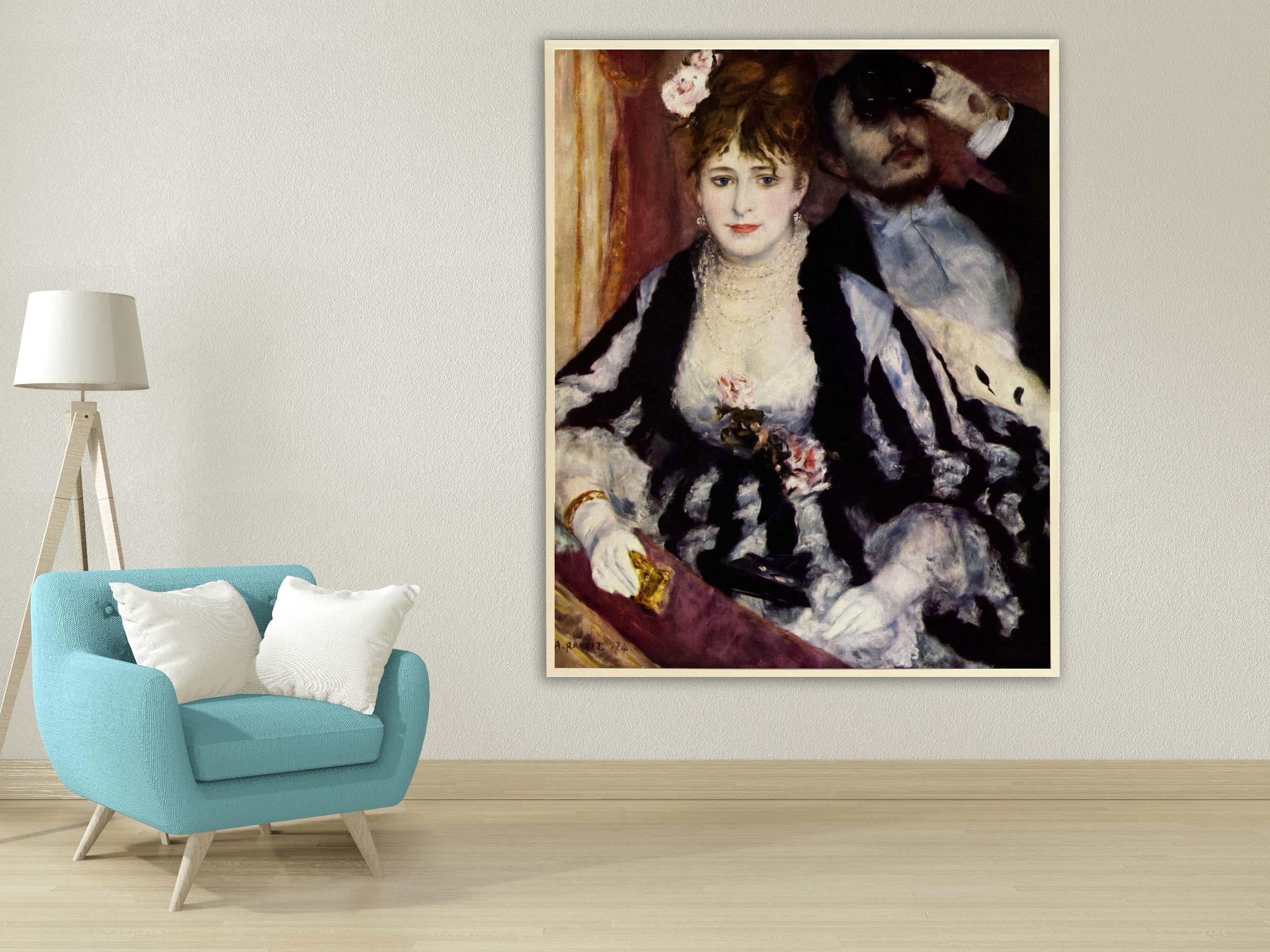 Auguste Renoir - Die Loge, 1874, Bilderrahmen Ahorn Auguste Renoir - Die Loge, 1874, Bilderrahmen Ahorn