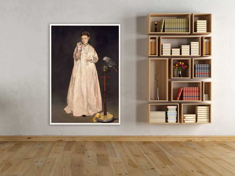 Edouard Manet - Young Lady in 1866, 1866, Bilderrahmen weiß