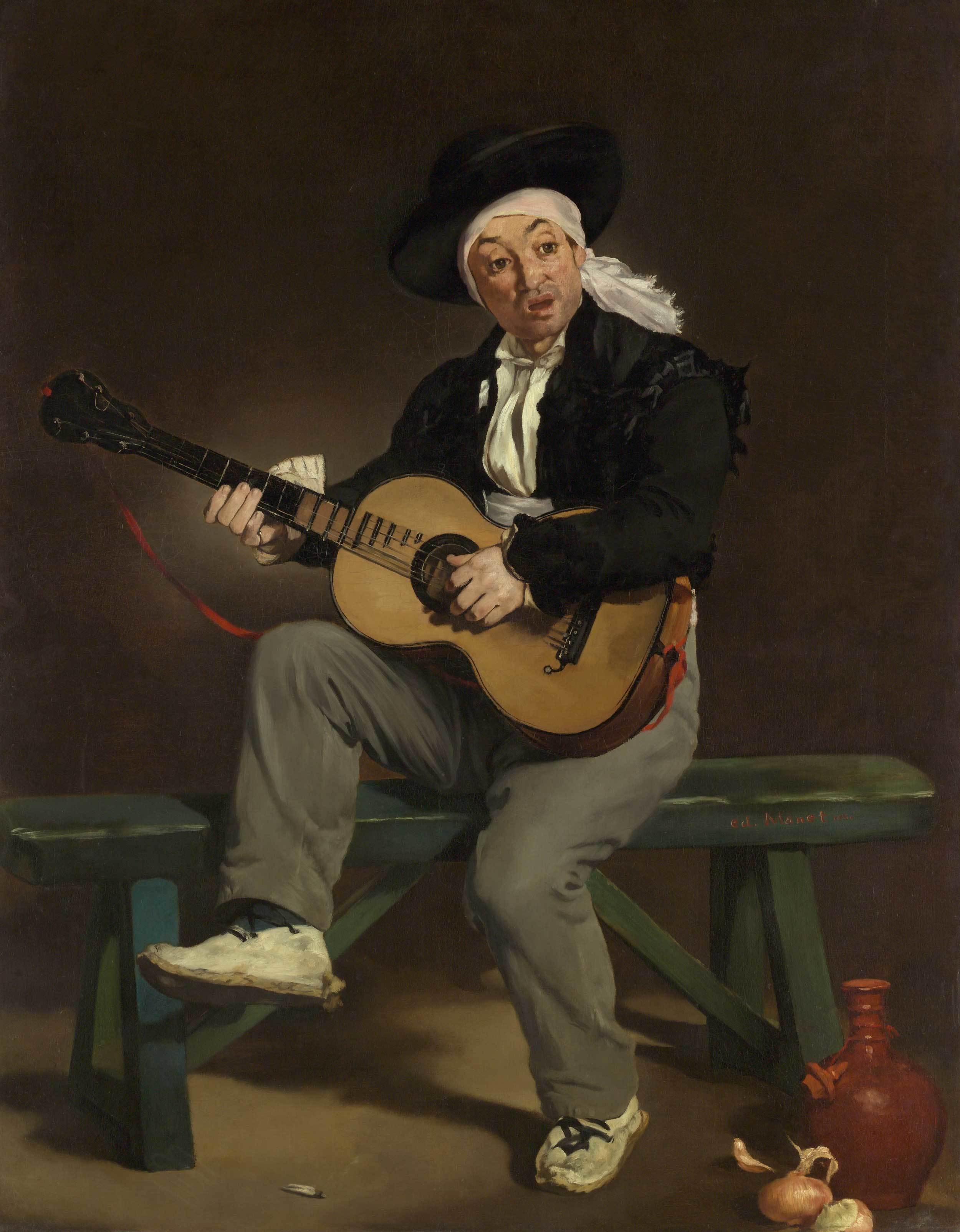 Edouard Manet - Der Spanische Sänger, 1860, Bilderrahmen grau