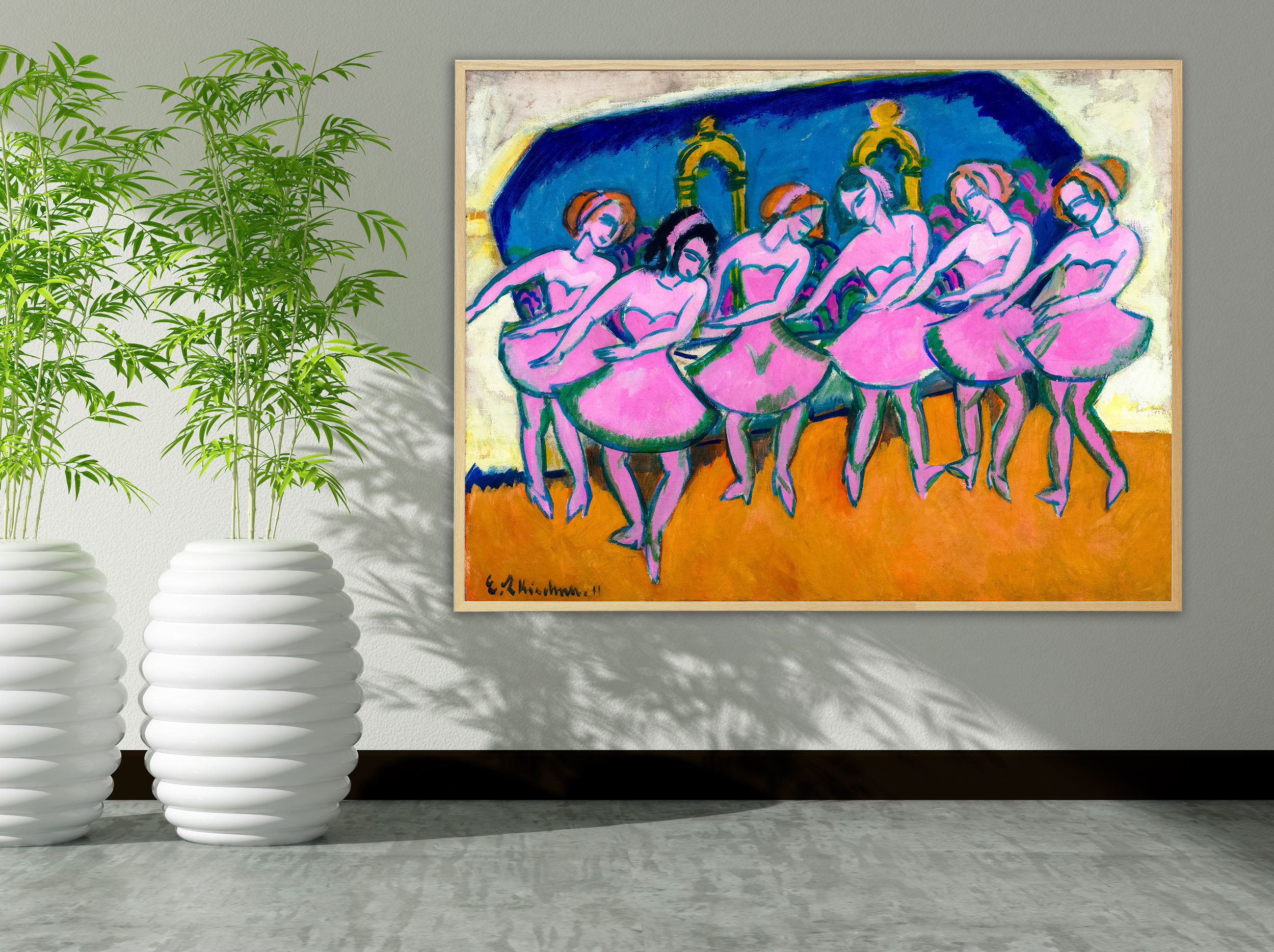 Ernst Ludwig Kirchner - Six Dancers, 1911, Bilderrahmen Eiche