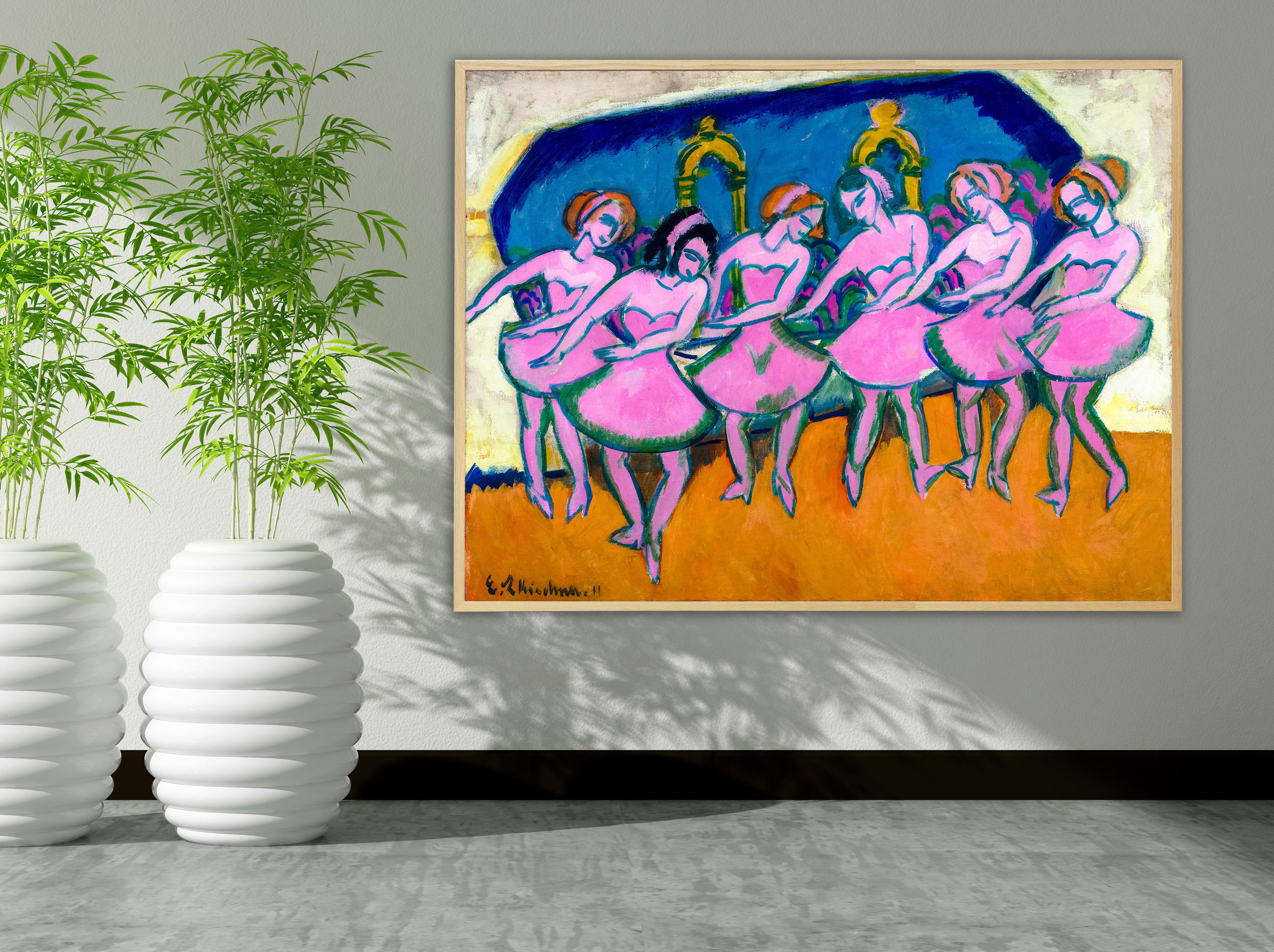 Ernst Ludwig Kirchner - Six Dancers, 1911, Bilderrahmen Eiche Ernst Ludwig Kirchner - Six Dancers, 1911, Bilderrahmen Eiche