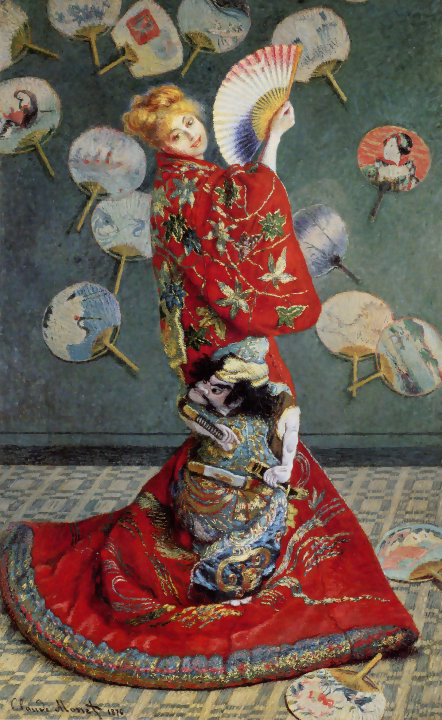 Claude Monet - Camille im japanischen Kostüm, 1875, Schattenfugenrahmen weiß