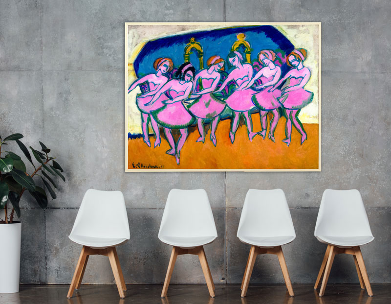 Ernst Ludwig Kirchner - Six Dancers, 1911, Schattenfugenrahmen Natur Ernst Ludwig Kirchner - Six Dancers, 1911, Schattenfugenrahmen Natur