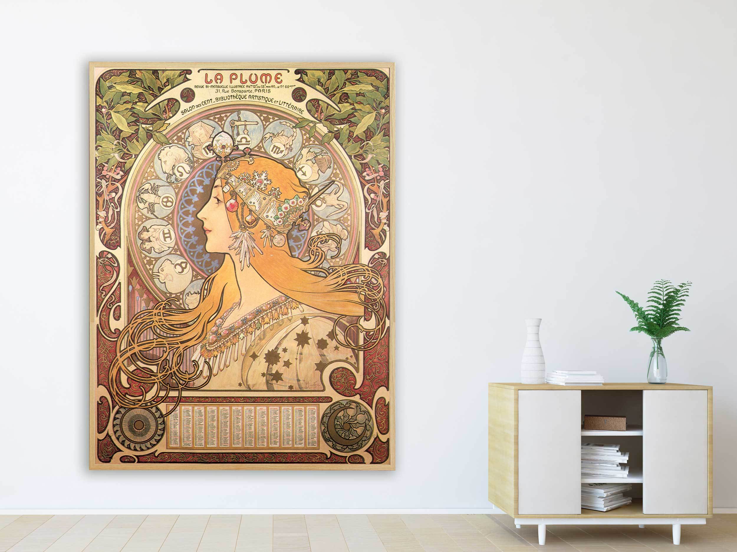 Alfons Mucha - Zodiac Sternkreiszeichen, 1896, Bilderrahmen Eiche Alfons Mucha - Zodiac Sternkreiszeichen, 1896, Bilderrahmen Eiche