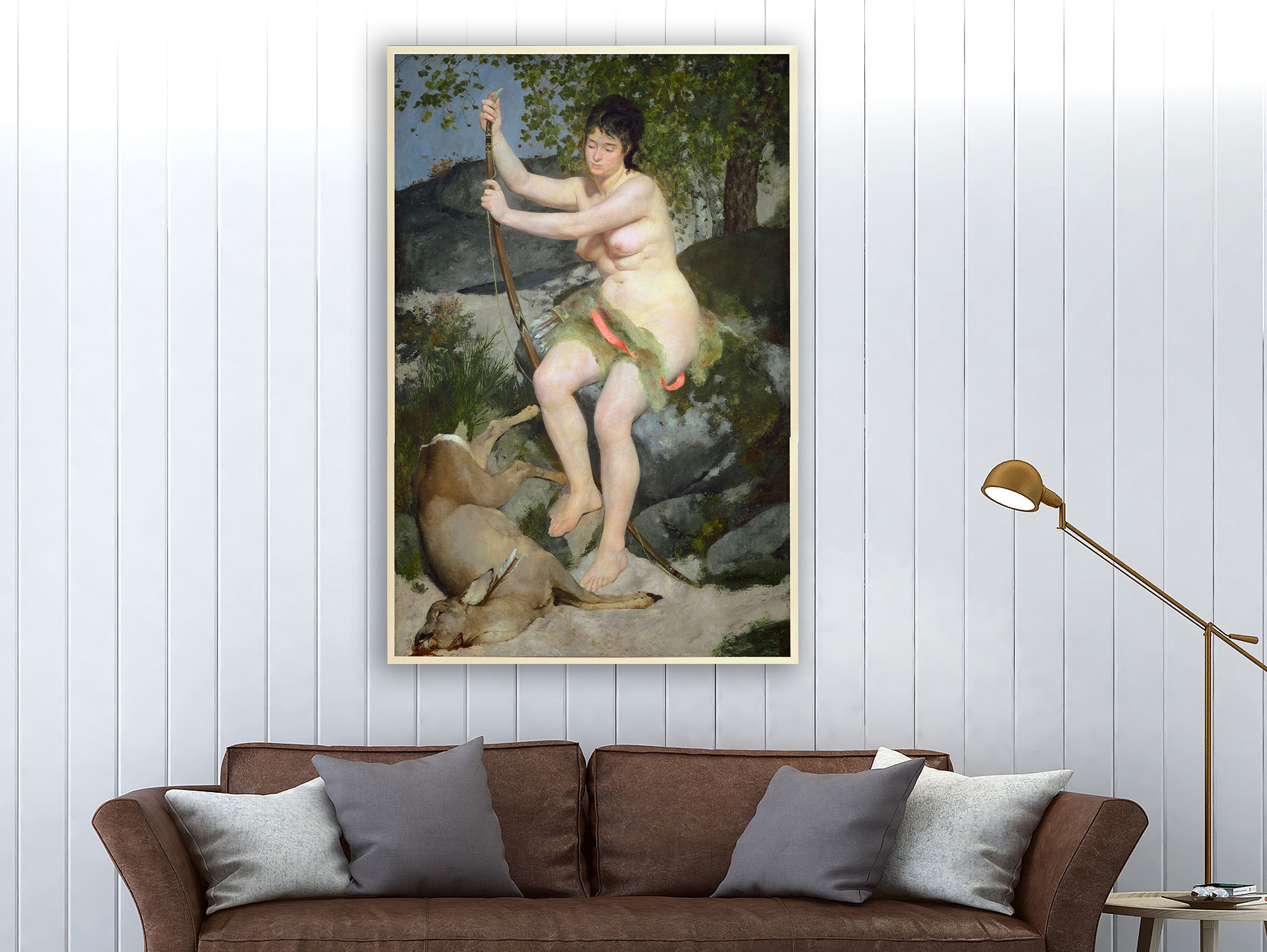 Auguste Renoir - Nackte Frau und totes Reh, Bilderrahmen Ahorn