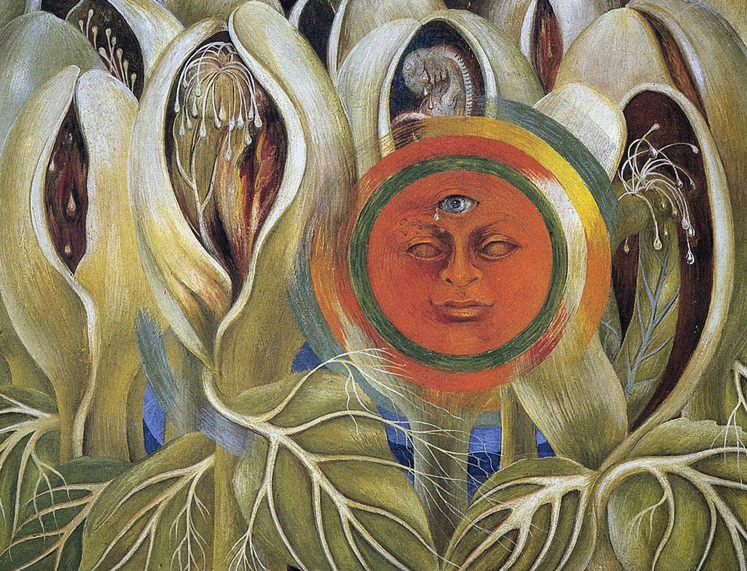 Frida Kahlo - Sund and Life, 1947, Rahmen Schattenfuge weiß