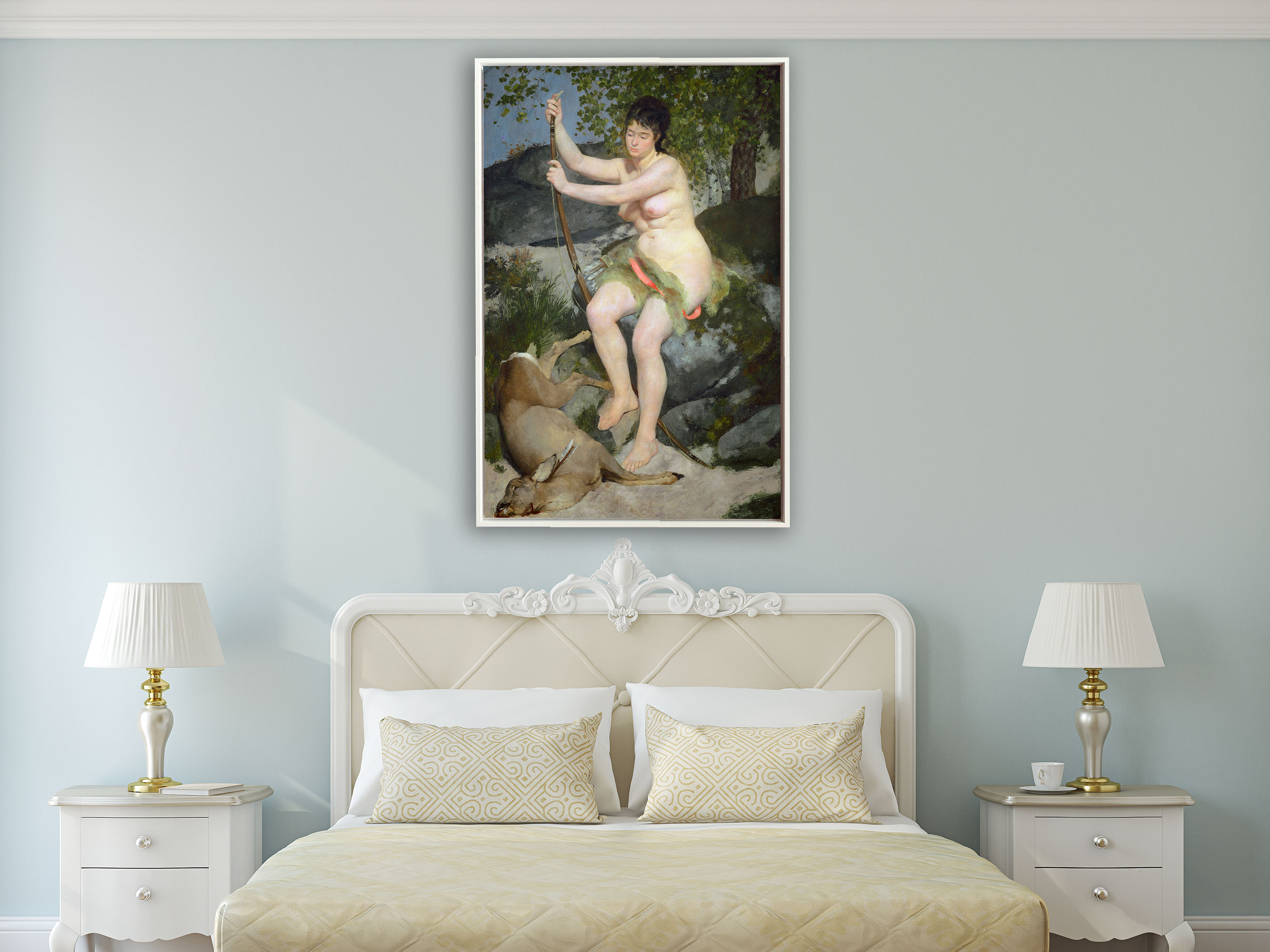 Auguste Renoir - Nackte Frau und totes Reh, Schattenfugenrahmen weiß