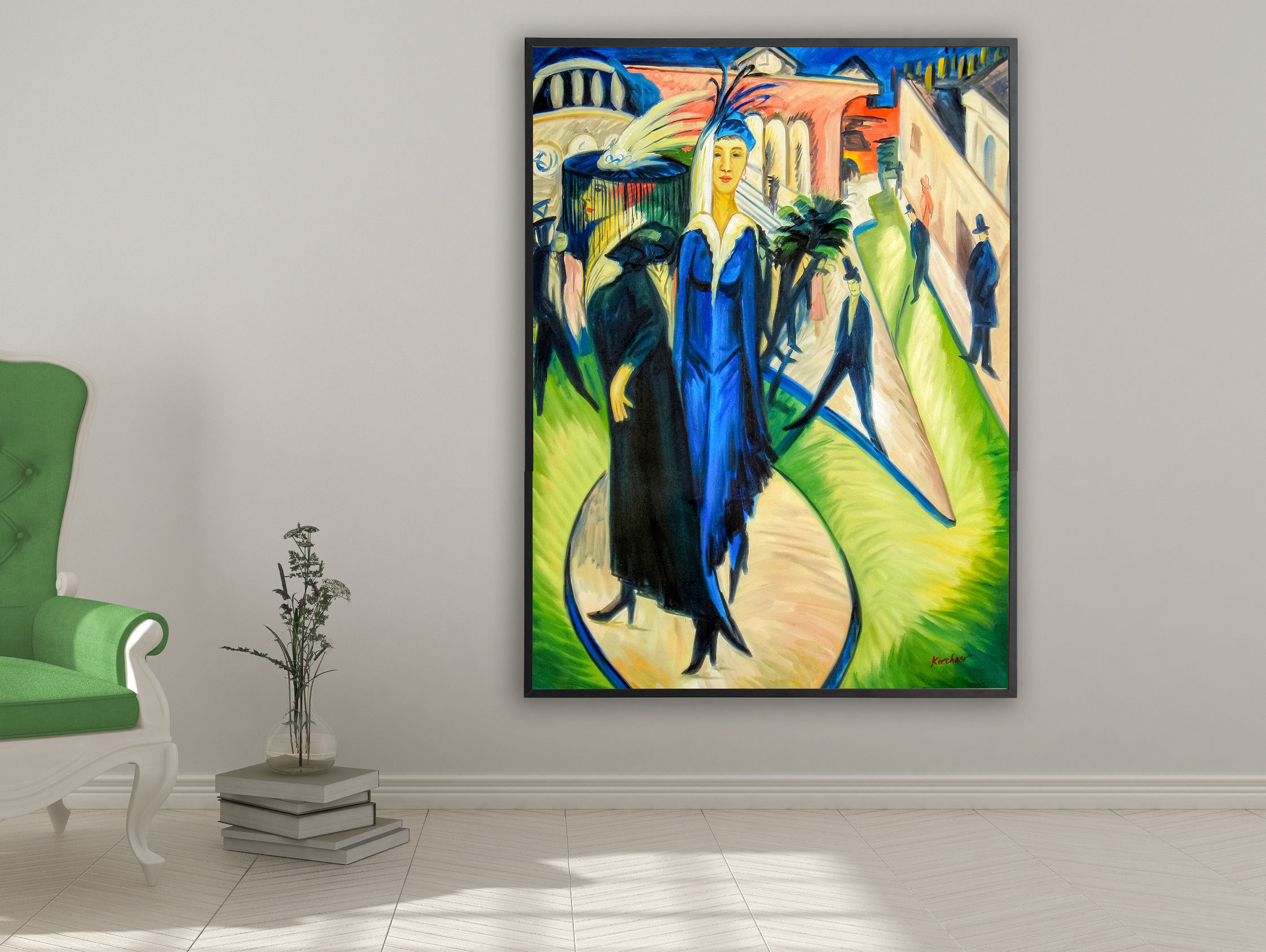 Ernst Ludwig Kirchner - Potsdamer Platz, 1914, Bilderrahmen schwarz Ernst Ludwig Kirchner - Potsdamer Platz, 1914, Bilderrahmen schwarz