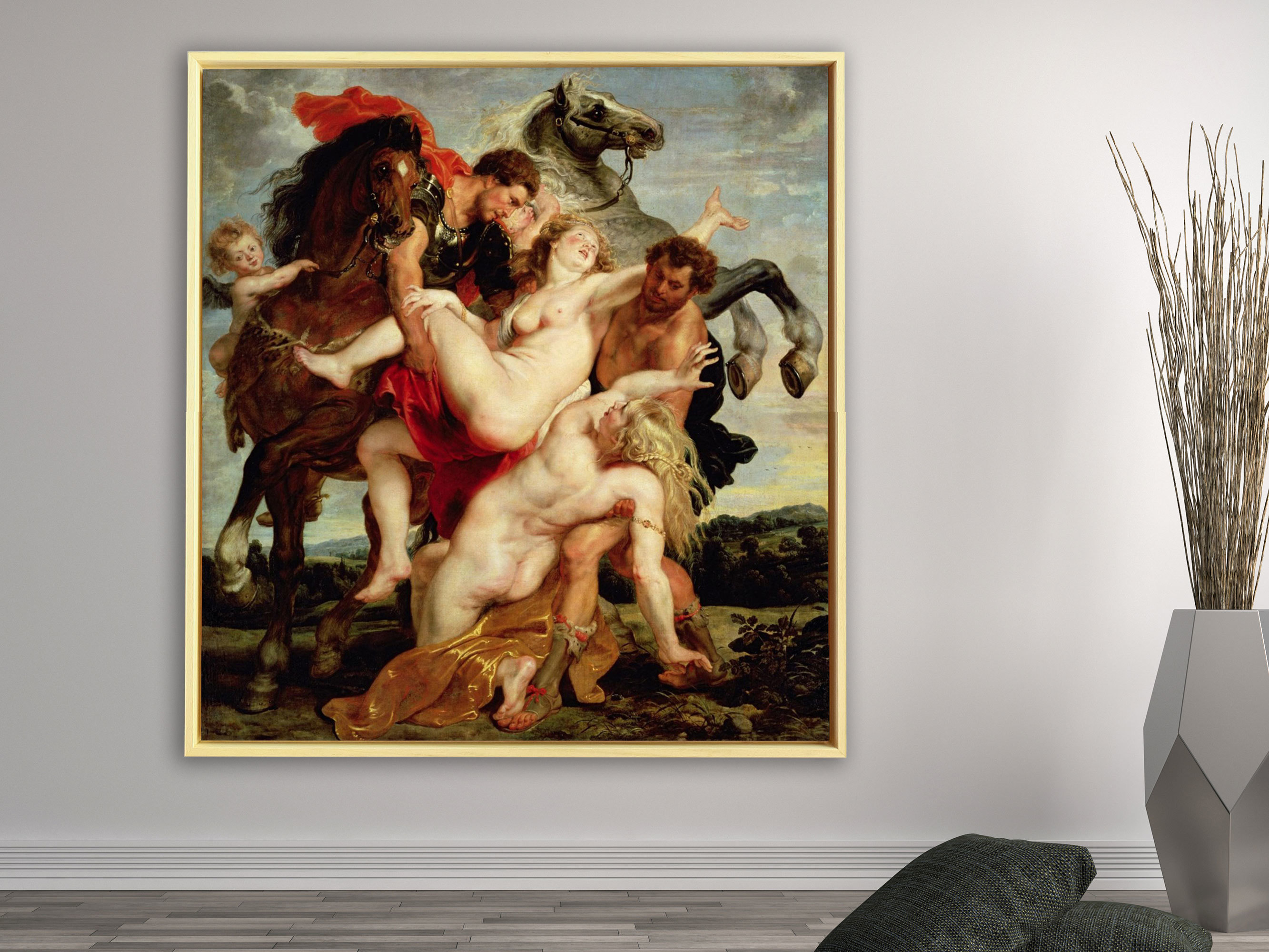 Peter Paul Rubens - Der Raub der Töchter des Leuccipus, Rahmen Schattenfuge Natur Peter Paul Rubens - Der Raub der Töchter des Leuccipus, Rahmen Schattenfuge Natur