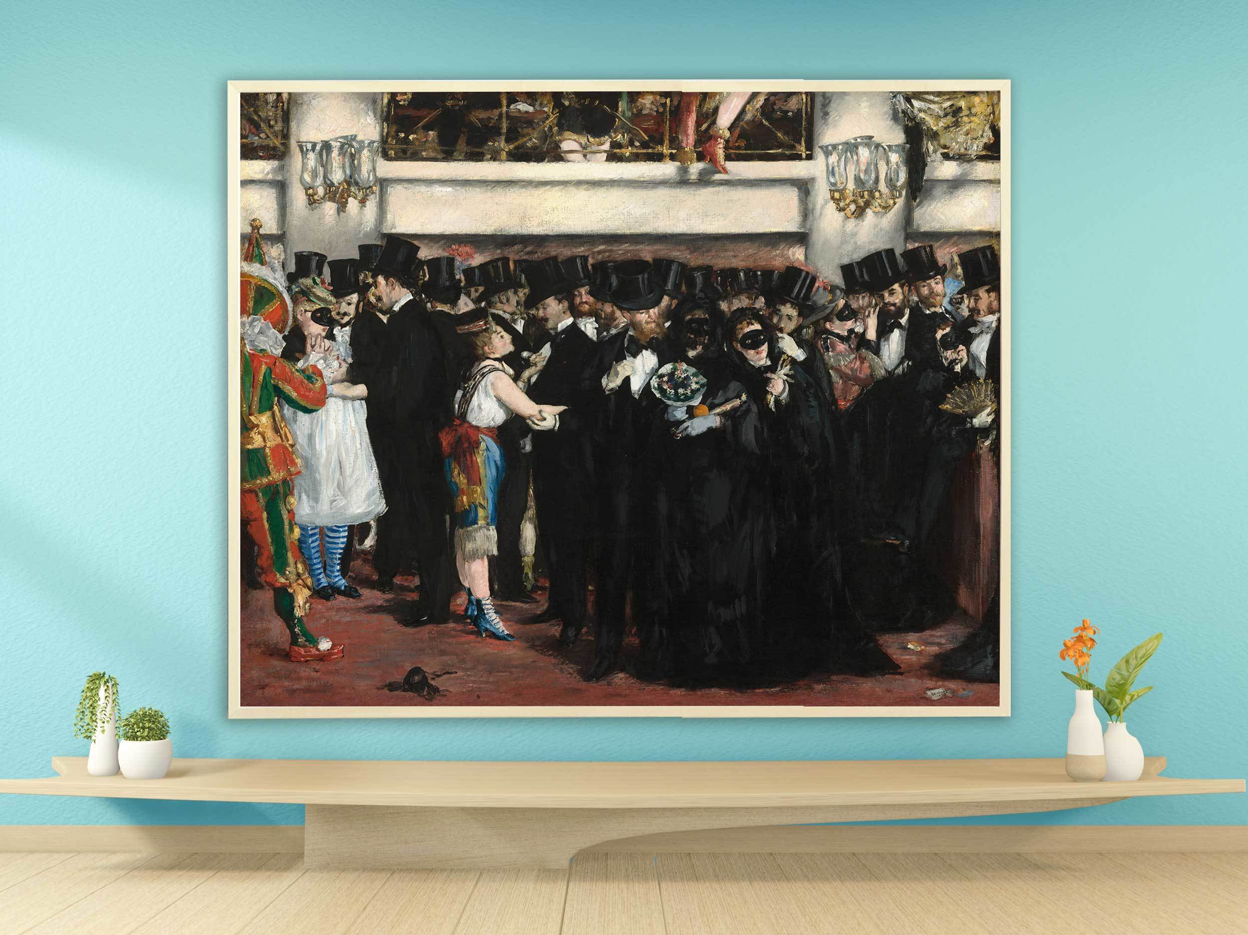 Edouard Manet - Maskenball in der Oper, 1873, Bilderrahmen Ahorn