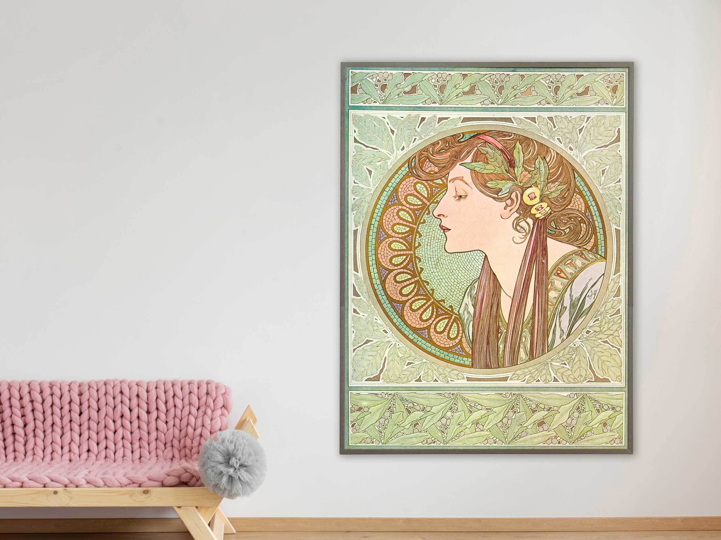 Alfons Mucha - Laurel, 1901, Bilderrahmen grau Alfons Mucha - Laurel, 1901, Bilderrahmen grau