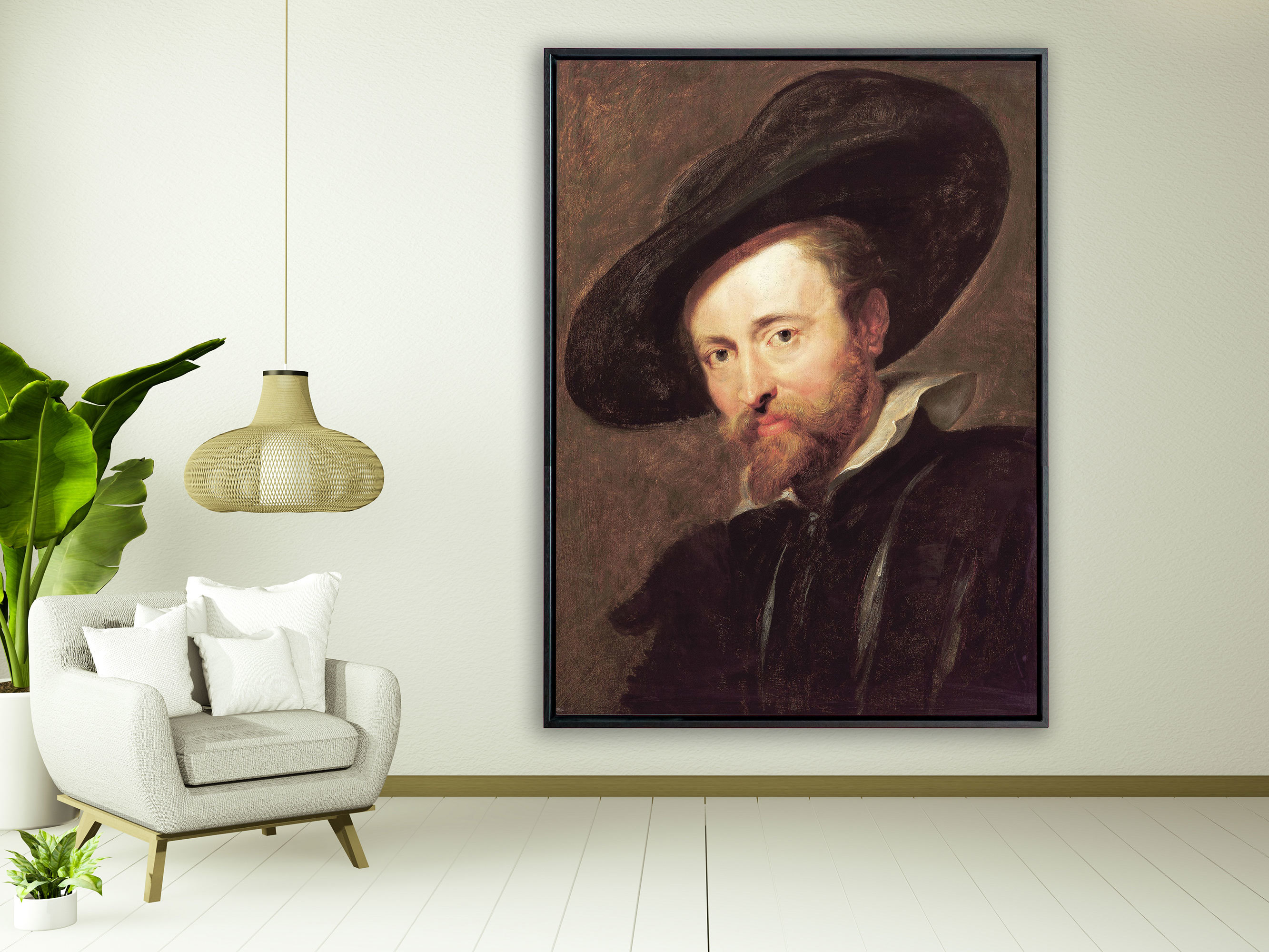 Peter Paul Rubens – Selbstporträt Rubens, Rahmen Schattenfuge schwarz