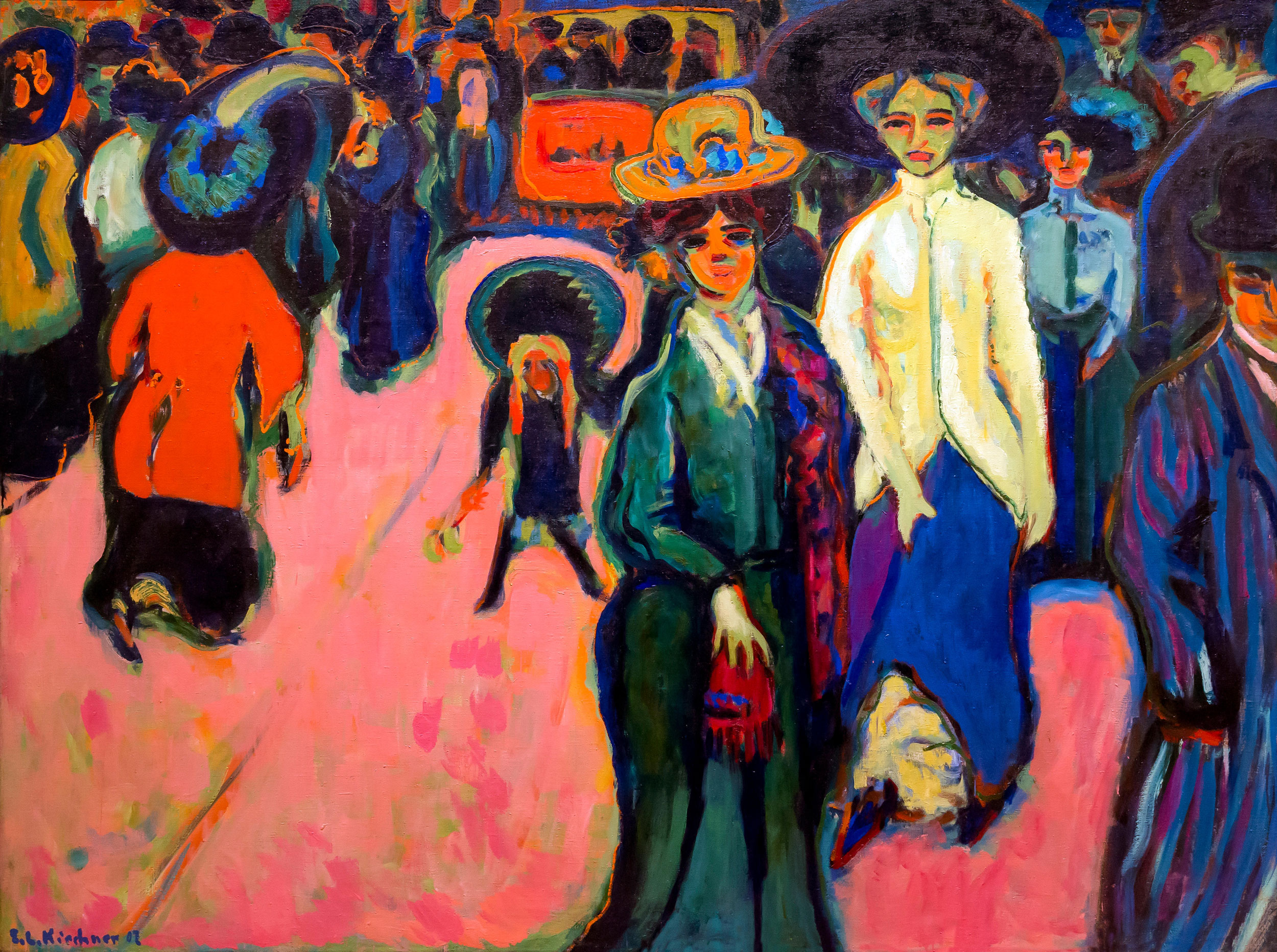 Ernst Ludwig Kirchner - Street, Dresden, 1908, Schattenfugenrahmen braun