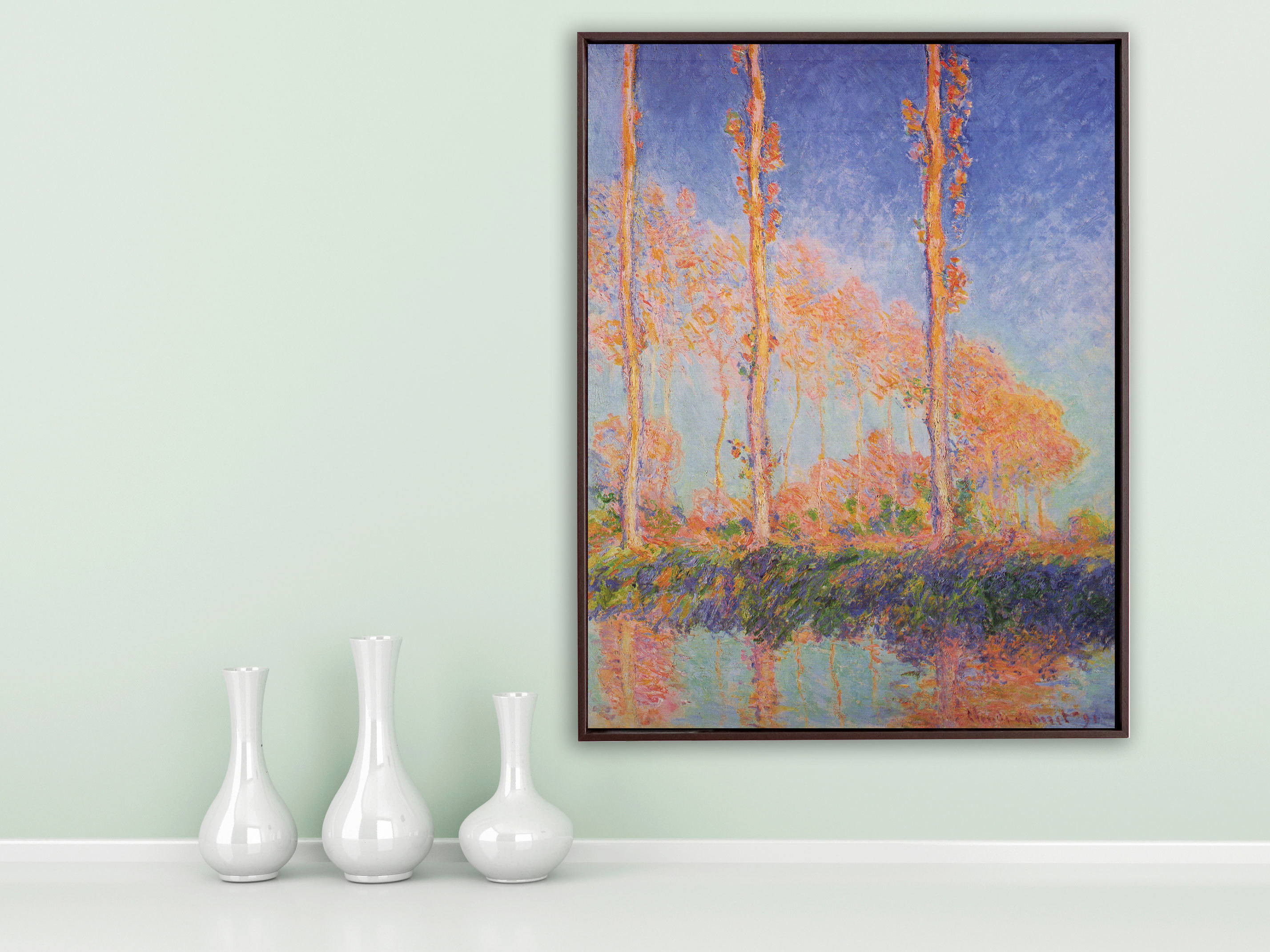 Claude Monet - Pappeln, 1887, Schattenfugenrahmen braun Claude Monet - Pappeln, 1887, Schattenfugenrahmen braun