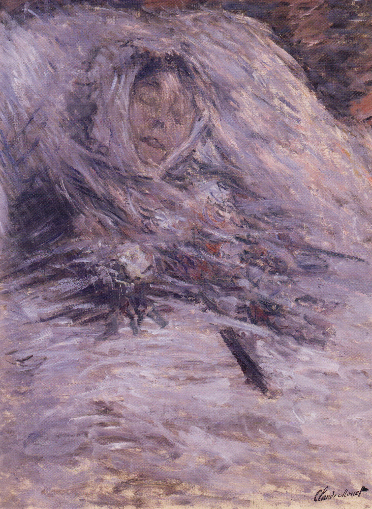 Claude Monet - Camille auf dem Totenbett, 1879, Bilderrahmen weiß