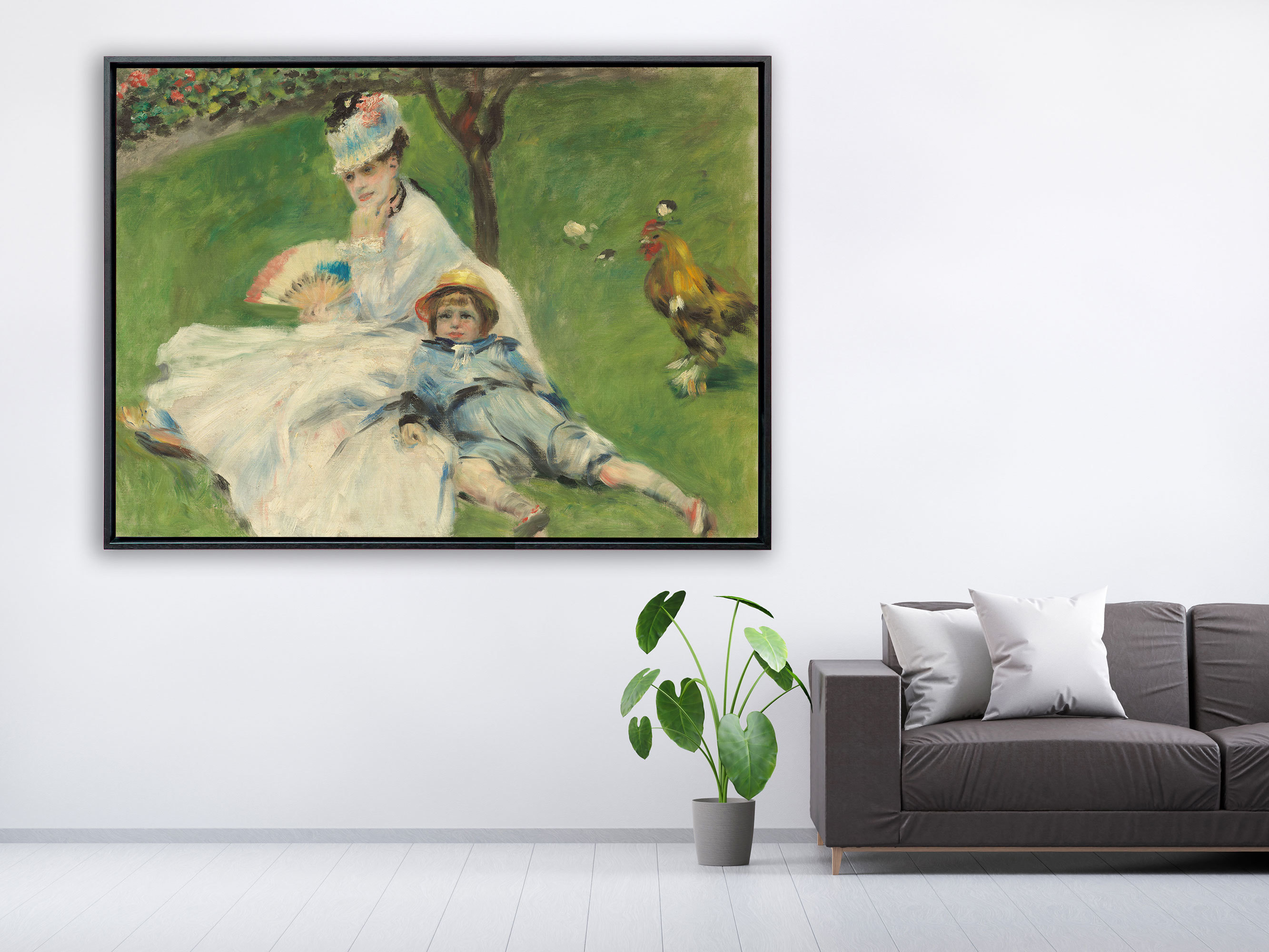 Auguste Renoir - Madame Monet und ihr Sohn, 1874, Schattenfugenrahmen schwarz Auguste Renoir - Madame Monet und ihr Sohn, 1874, Schattenfugenrahmen schwarz