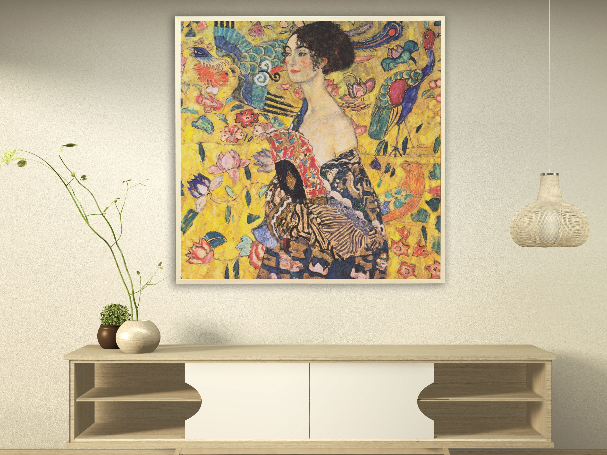 Gustav Klimt - Dame mit Fächer, 1917/1918, Bilderrahmen Ahorn Gustav Klimt - Dame mit Fächer, 1917/1918, Bilderrahmen Ahorn