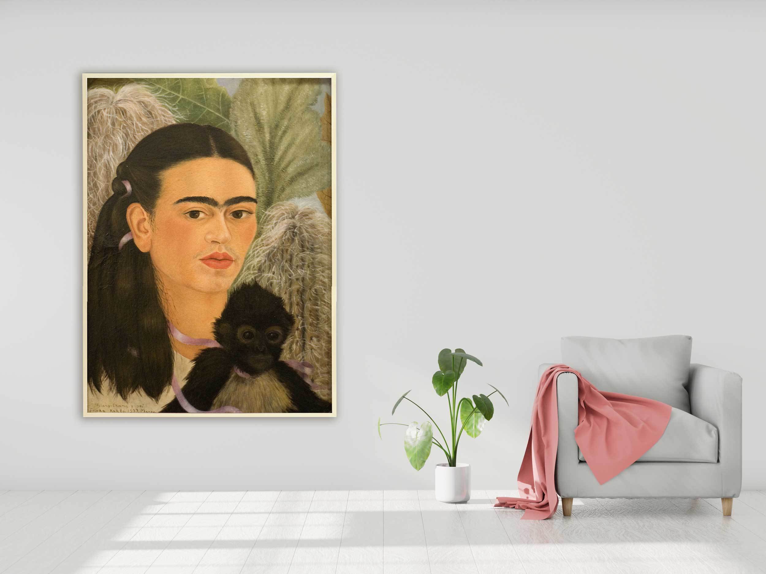Frida Kahlo - Fulang-Chang and I, 1937, Bilderrahmen ahorn