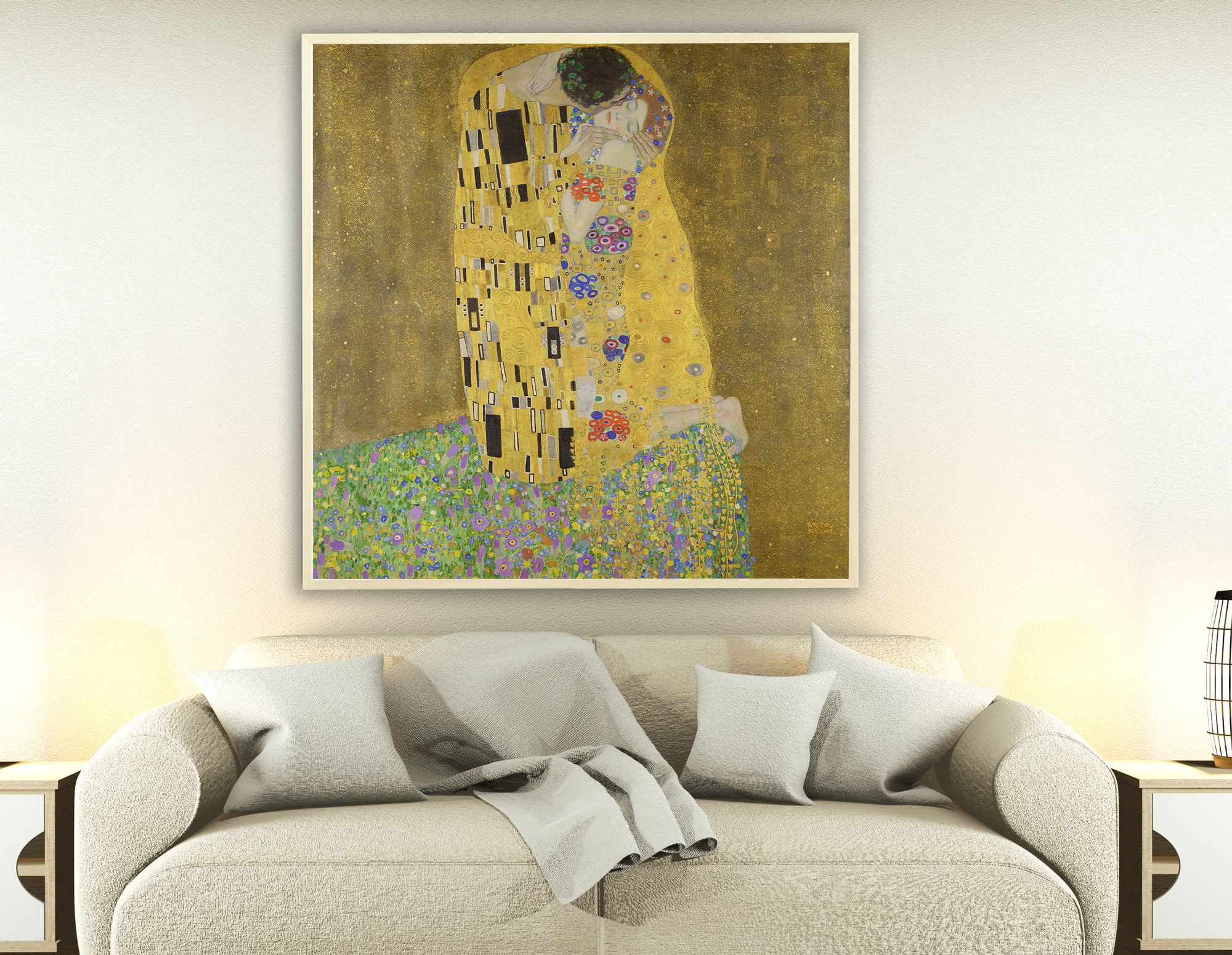 Gustav Klimt - Der Kuss, 1907–1908, Bilderrahmen Ahorn Gustav Klimt - Der Kuss, 1907–1908, Bilderrahmen Ahorn