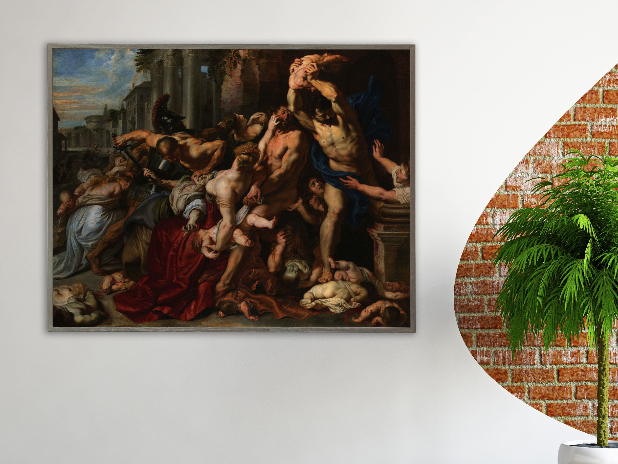 Peter Paul Rubens - Der bethlehemitische Kindermord, Bilderrahmen grau