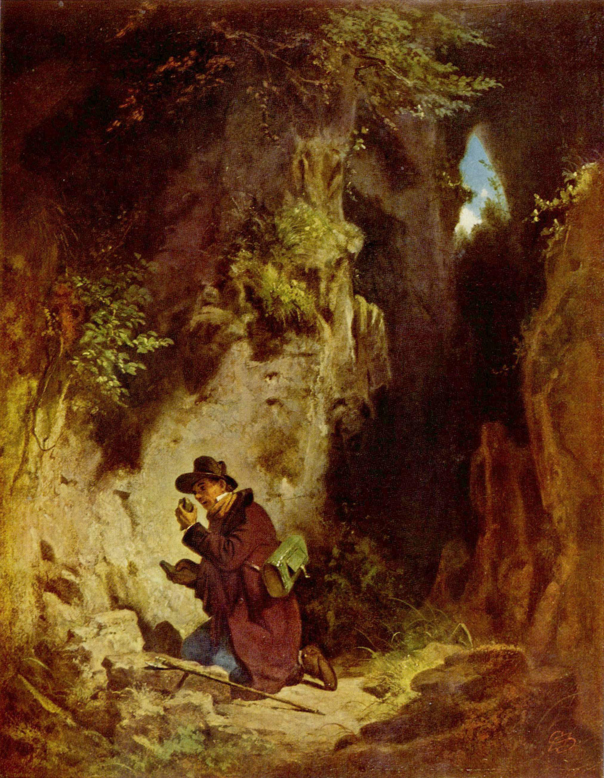 Carl Spitzweg - Der Geologe, um 1860, Bilderrahmen grau