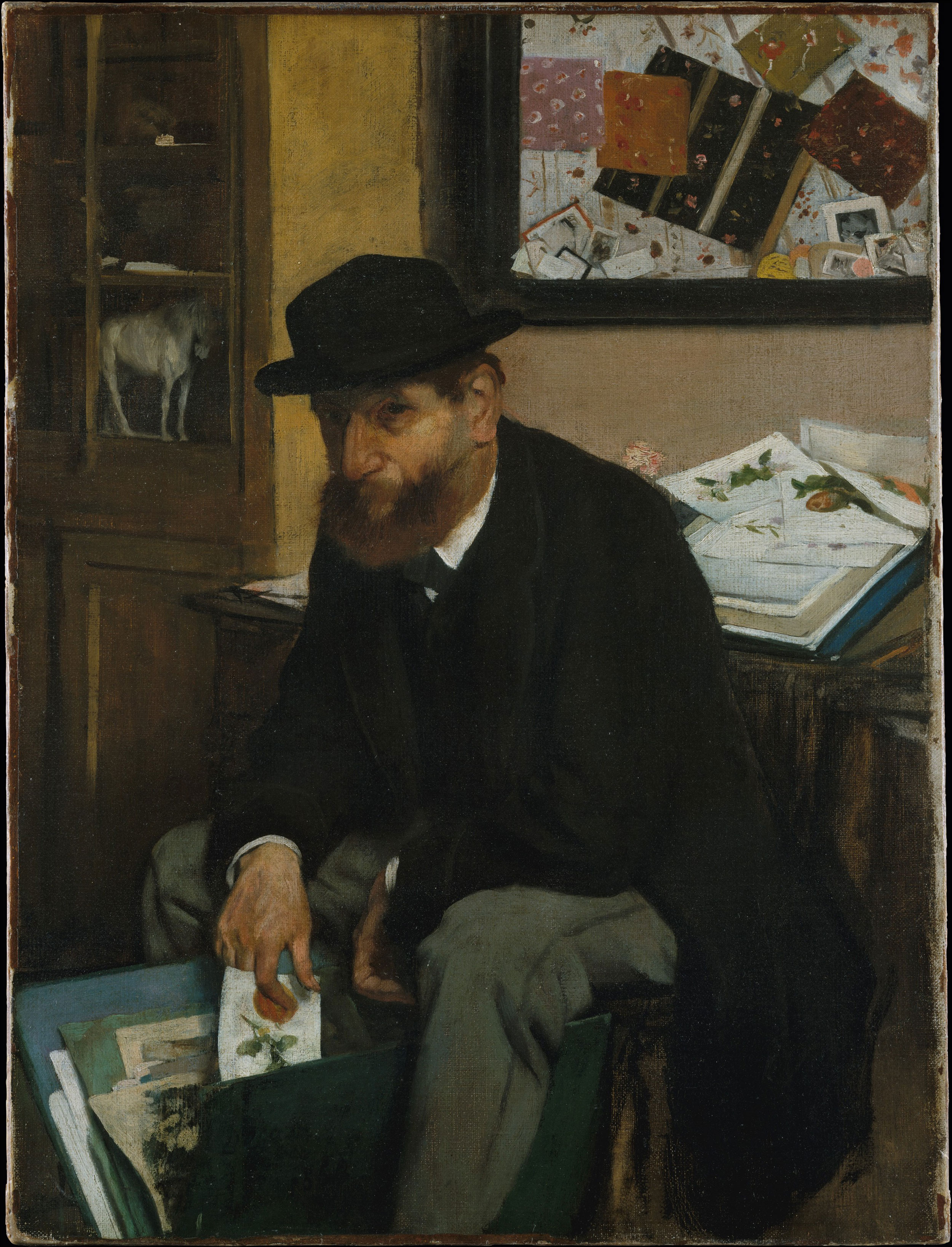 Edgar Degas - Der Kunstsammler, 1866, Schattenfugenrahmen Natur