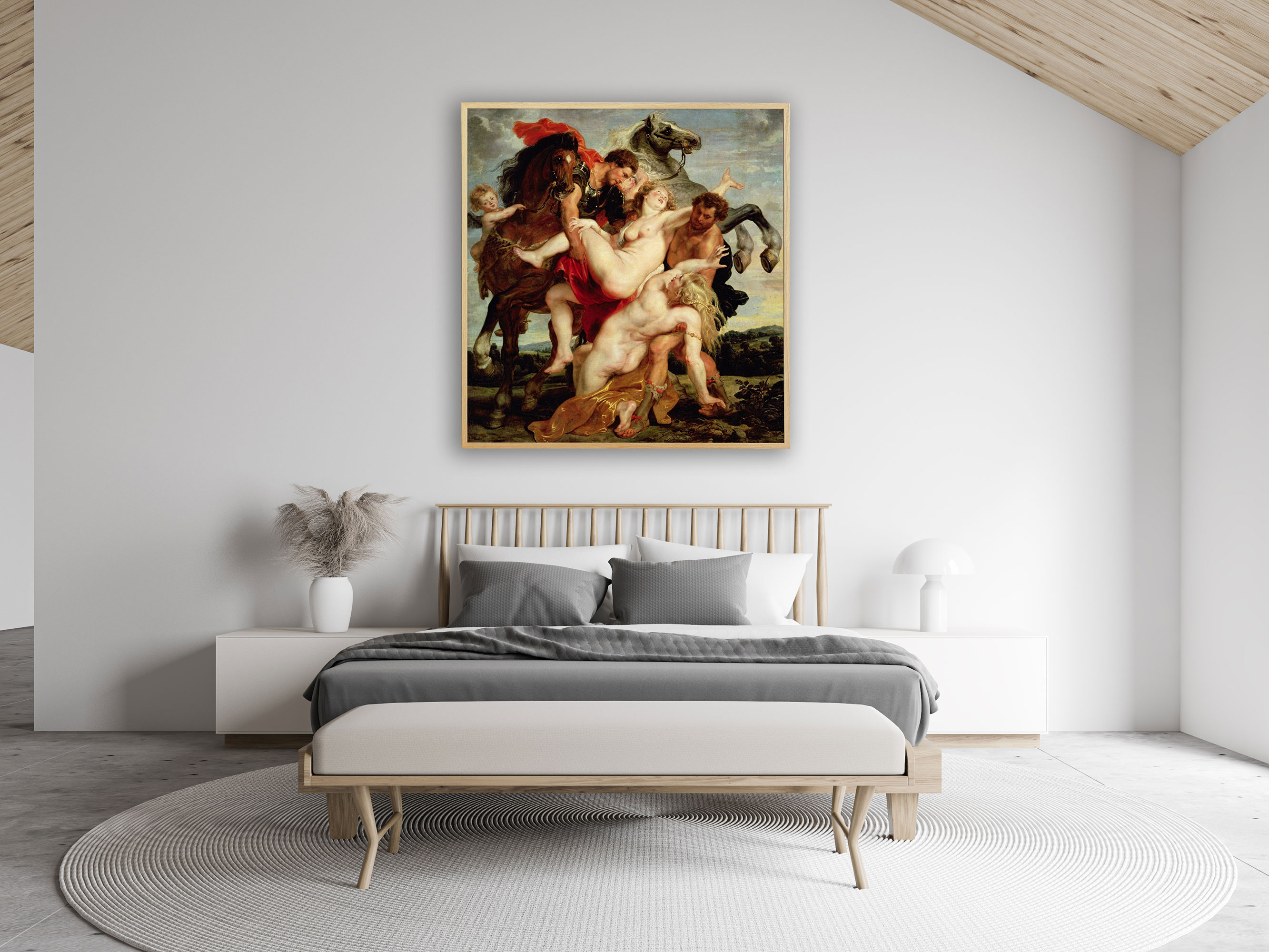 Peter Paul Rubens - Der Raub der Töchter des Leuccipus, Bilderrahmen Eiche