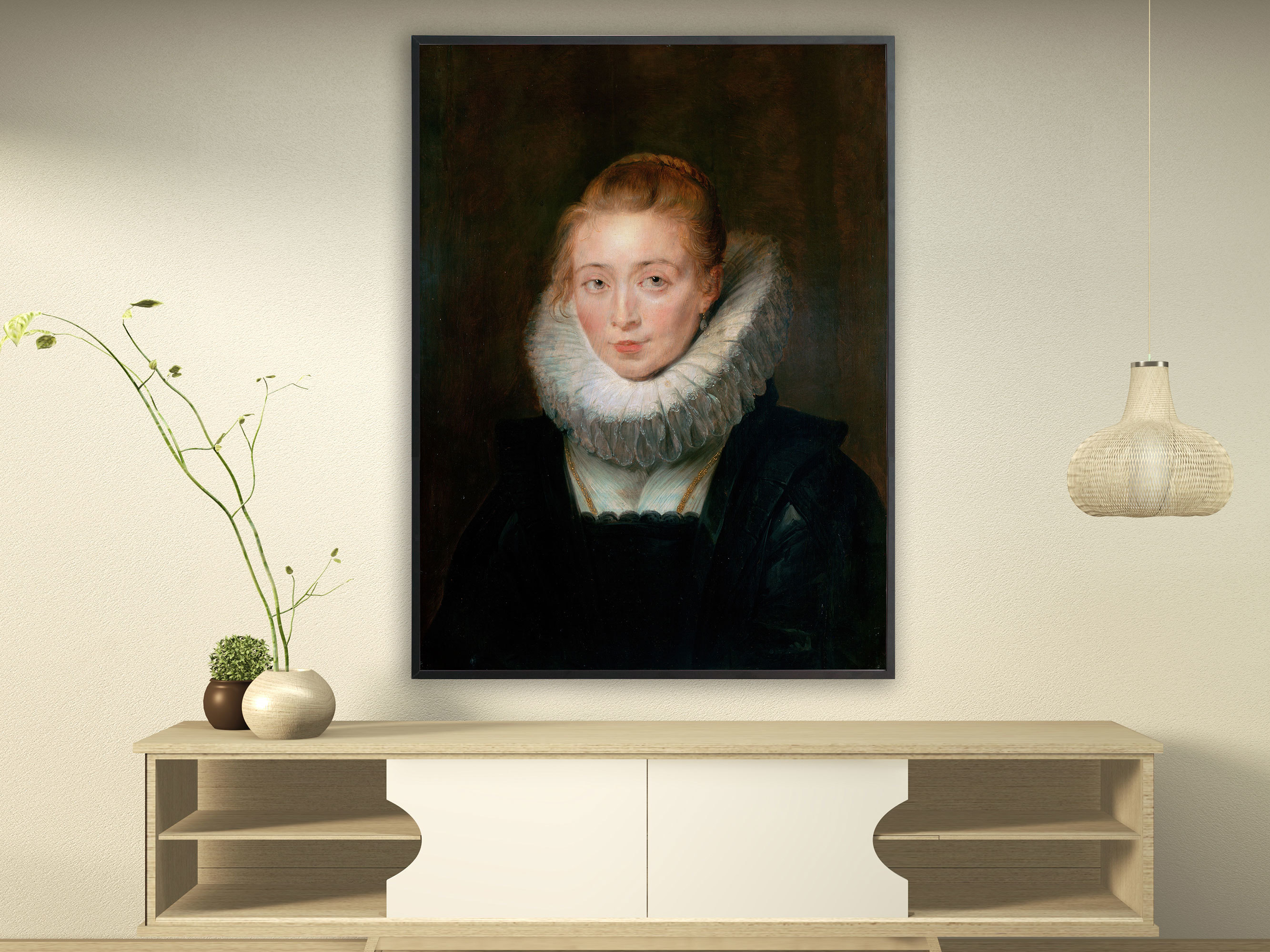 Peter Paul Rubens – Kammerfrau der Infantin Isabella, Bilderrahmen schwarz