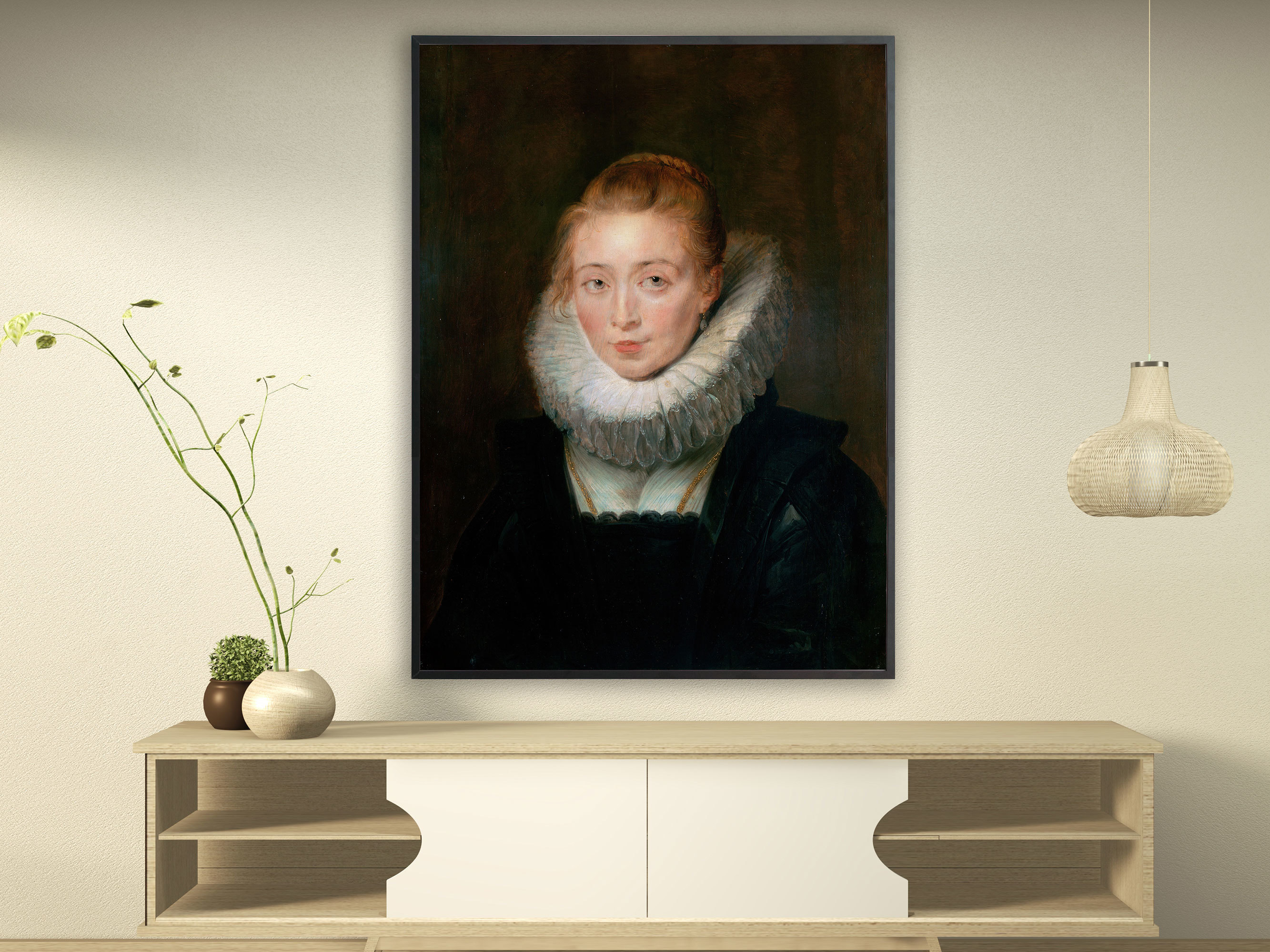 Peter Paul Rubens – Kammerfrau der Infantin Isabella, Bilderrahmen schwarz Peter Paul Rubens – Kammerfrau der Infantin Isabella, Bilderrahmen schwarz