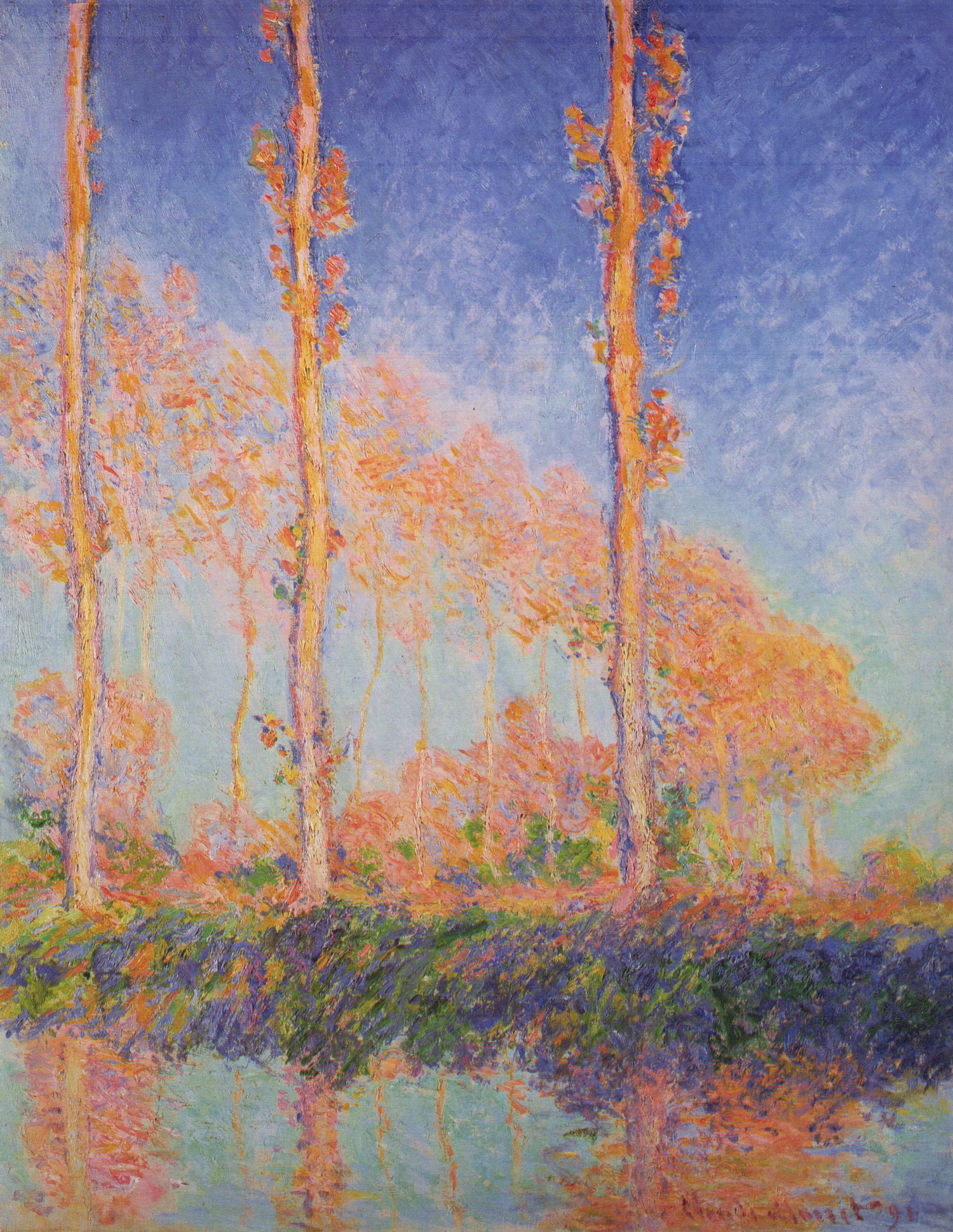 Claude Monet - Pappeln, 1887, Bilderrahmen weiß
