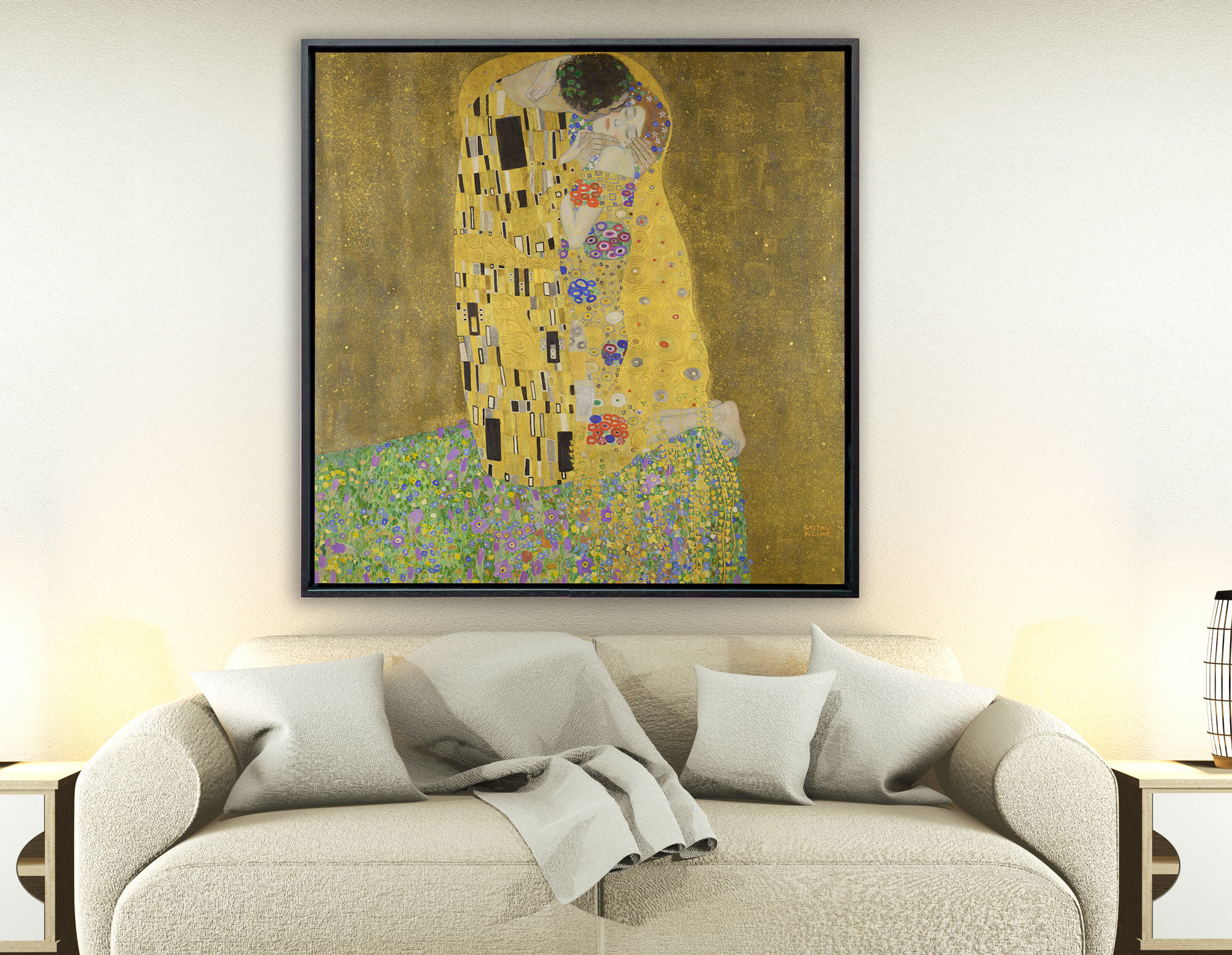Gustav Klimt - Der Kuss, 1907–1908, Rahmen Schattenfuge schwarz Gustav Klimt - Der Kuss, 1907–1908, Rahmen Schattenfuge schwarz