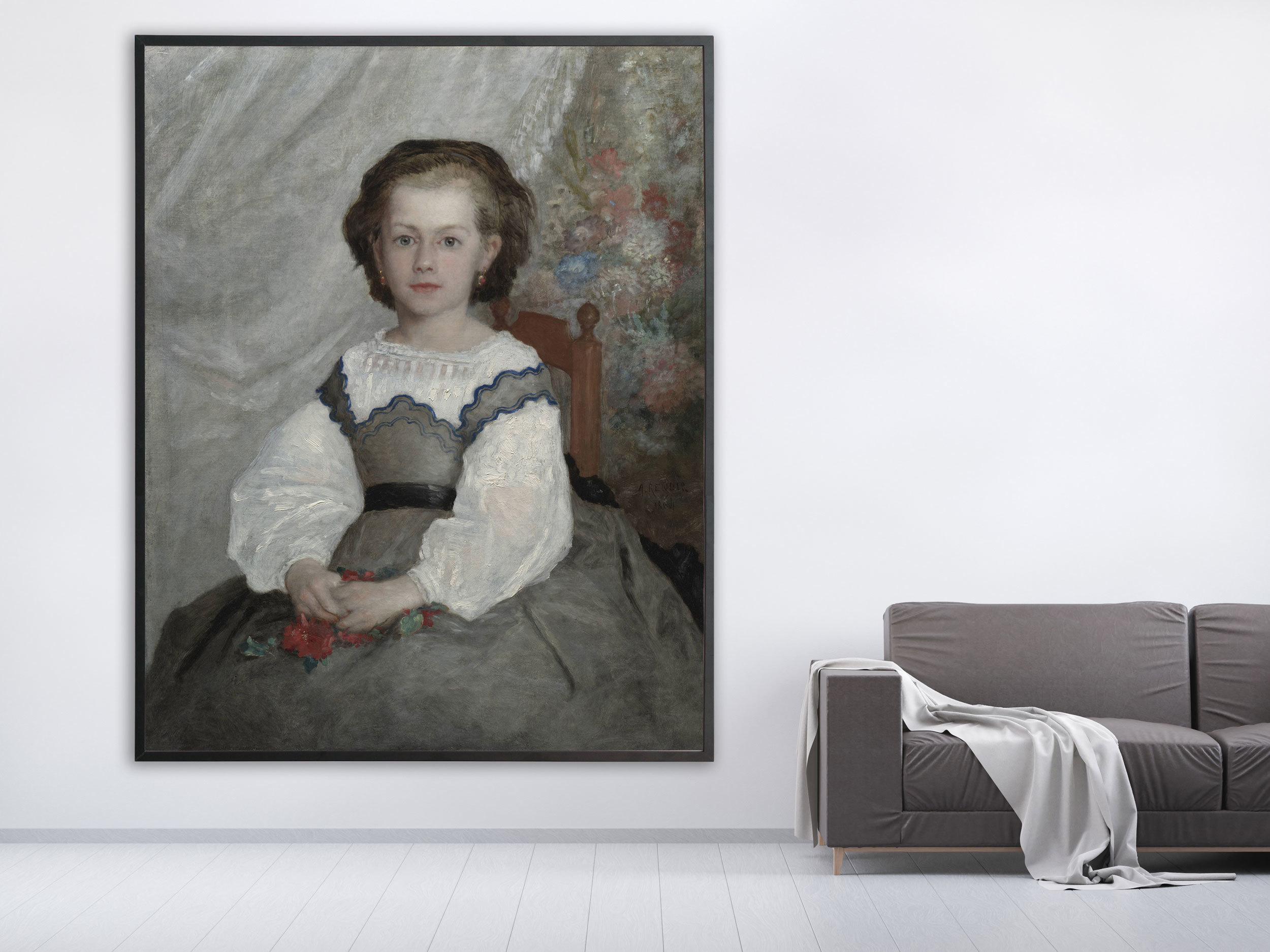 Auguste Renoir - Mademoiselle Romaine Lascaux, 1864, Bilderrahmen schwarz Auguste Renoir - Mademoiselle Romaine Lascaux, 1864, Bilderrahmen schwarz