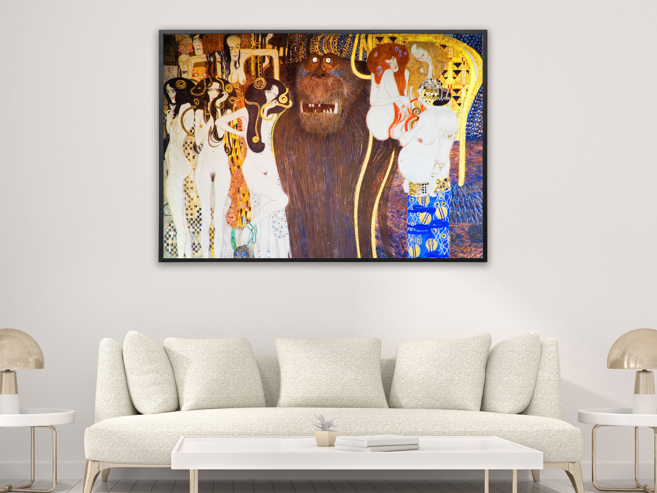 Gustav Klimt - Beethoven Frieze, 1902, Bilderrahmen schwarz Gustav Klimt - Beethoven Frieze, 1902, Bilderrahmen schwarz